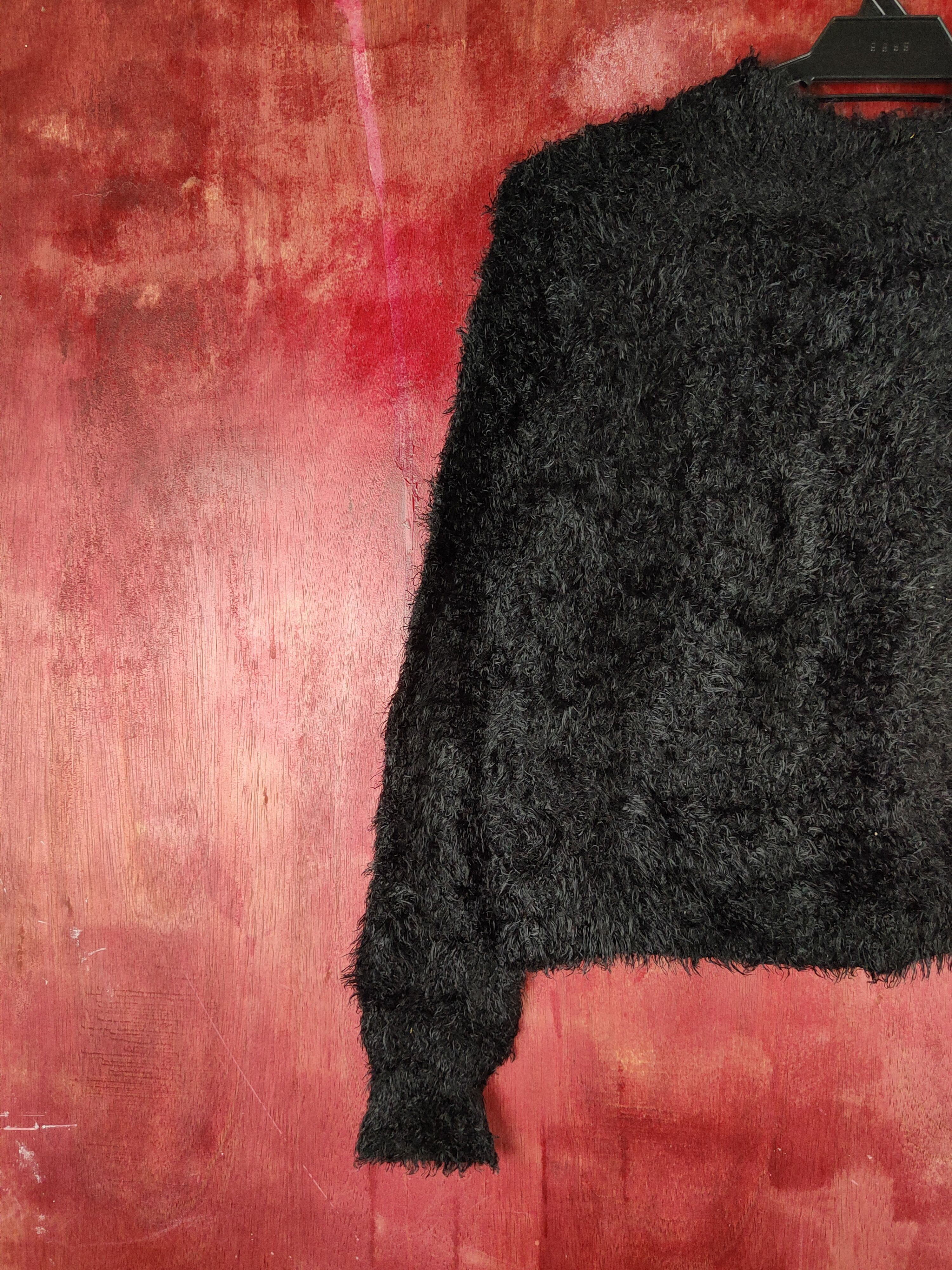 GU GU Black Shag Shaggy Fur Mohair Knitwear #S2171 Size L / US 10 / IT 46 - 8 Thumbnail