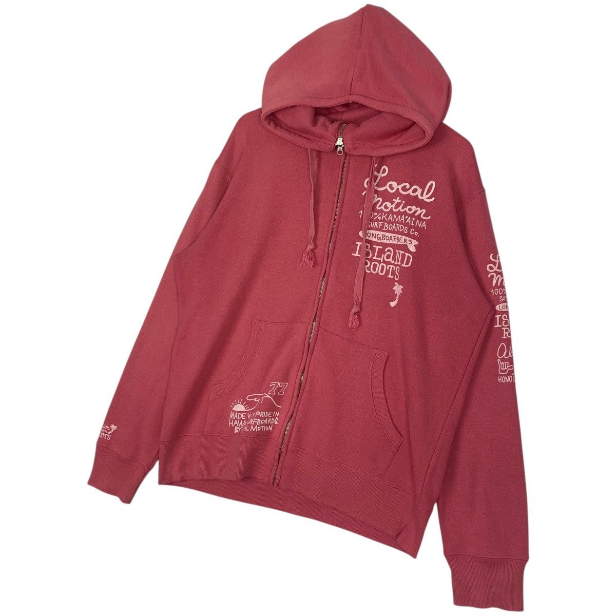 Vintage Vintage Local Motion Full Zip Hoodie Sweater Pink/White Sz L Size L / US 10 / IT 46 - 2 Thumbnail