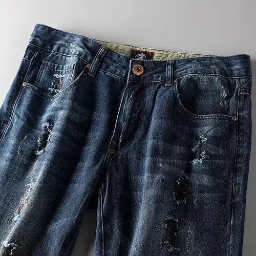 VIBE Covered Ripped Straight Leg Wash Denim Trousers Size US 32 / EU 48 - 5 Thumbnail