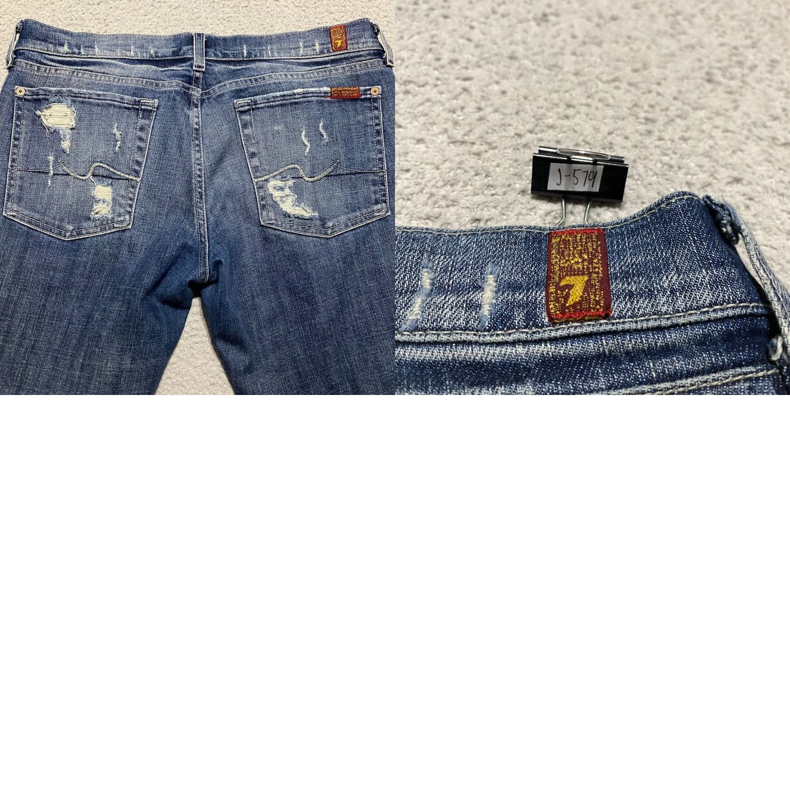 7 For All Mankind 7 For All Mankind Jeans Womens Slim Skinny Low Rise Blue Denim 31 Inseam 32 Stretch 5-Pocket Roxanne Size 24" / US 00 / IT 34 - 9 Thumbnail