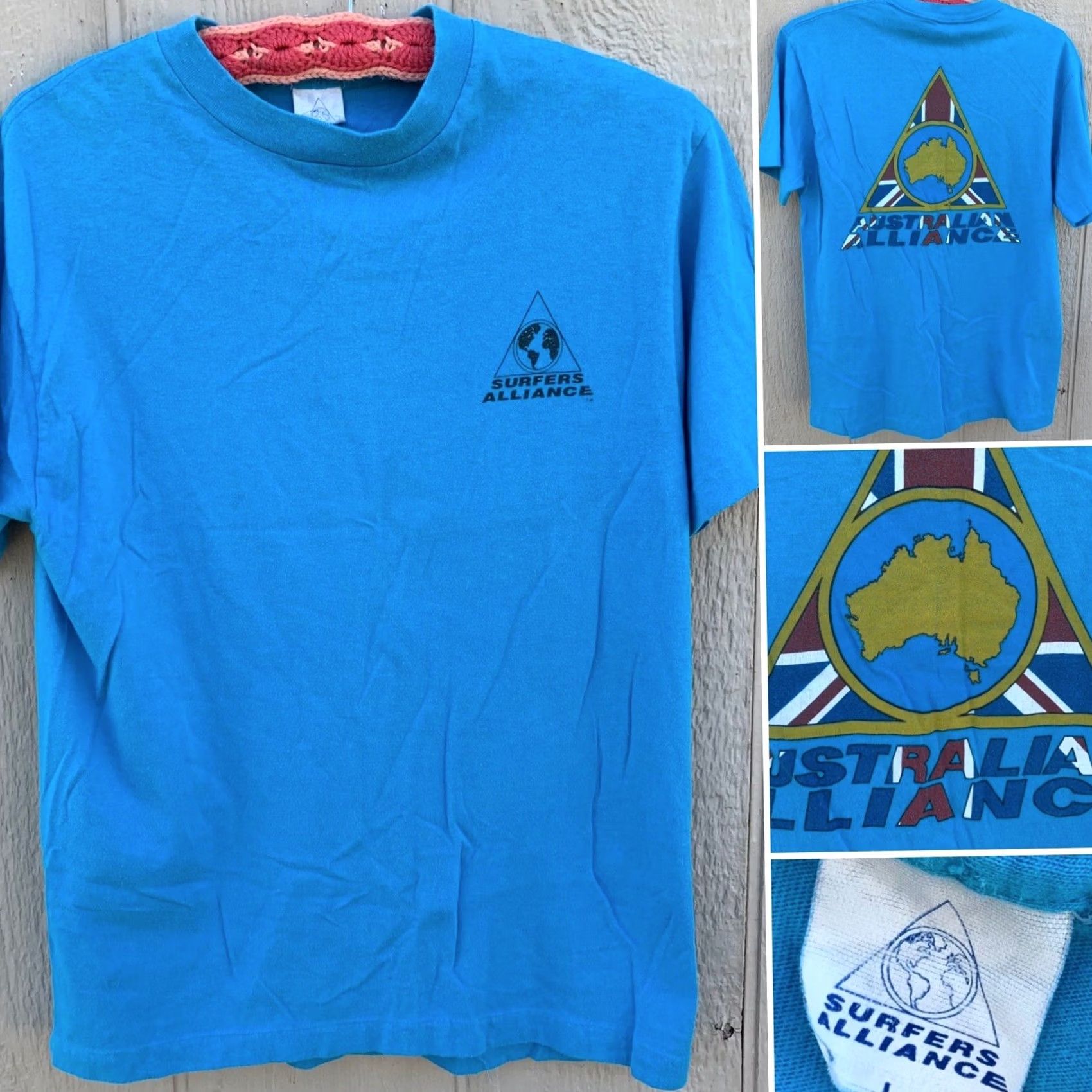 Vintage VINTAGE Surfers Alliance T Shirt AUSTRALIAN ALLIANCE Made In USA Single Stitch L Mens Blue 1980s Graphic Tee Size US L / EU 52-54 / 3 - 3 Thumbnail