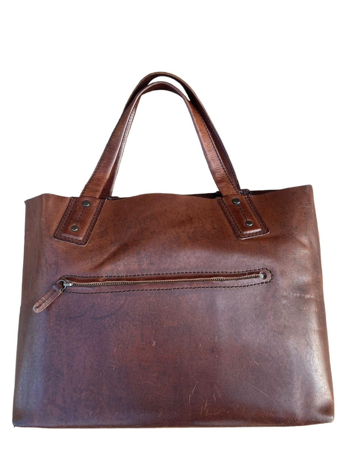 Japanese Brand × Leather Vintage DAKOTA Japan Patina Solid Leather Tote Bag Size ONE SIZE - 10 Thumbnail