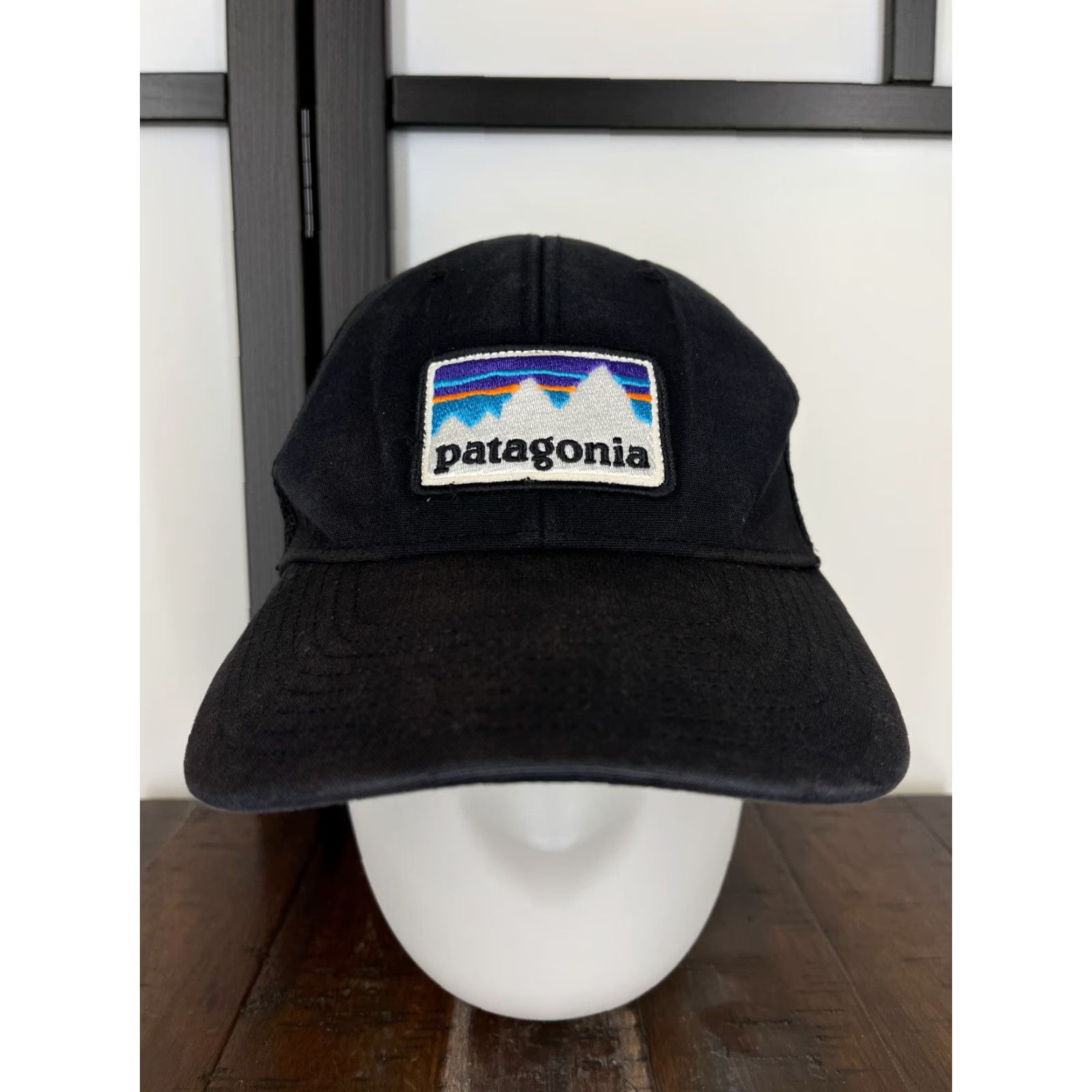 Patagonia Patagonia Trucker Hat Cap Snap Back Adult One Size Black Fitz Roy Embroidered Size ONE SIZE - 2 Thumbnail
