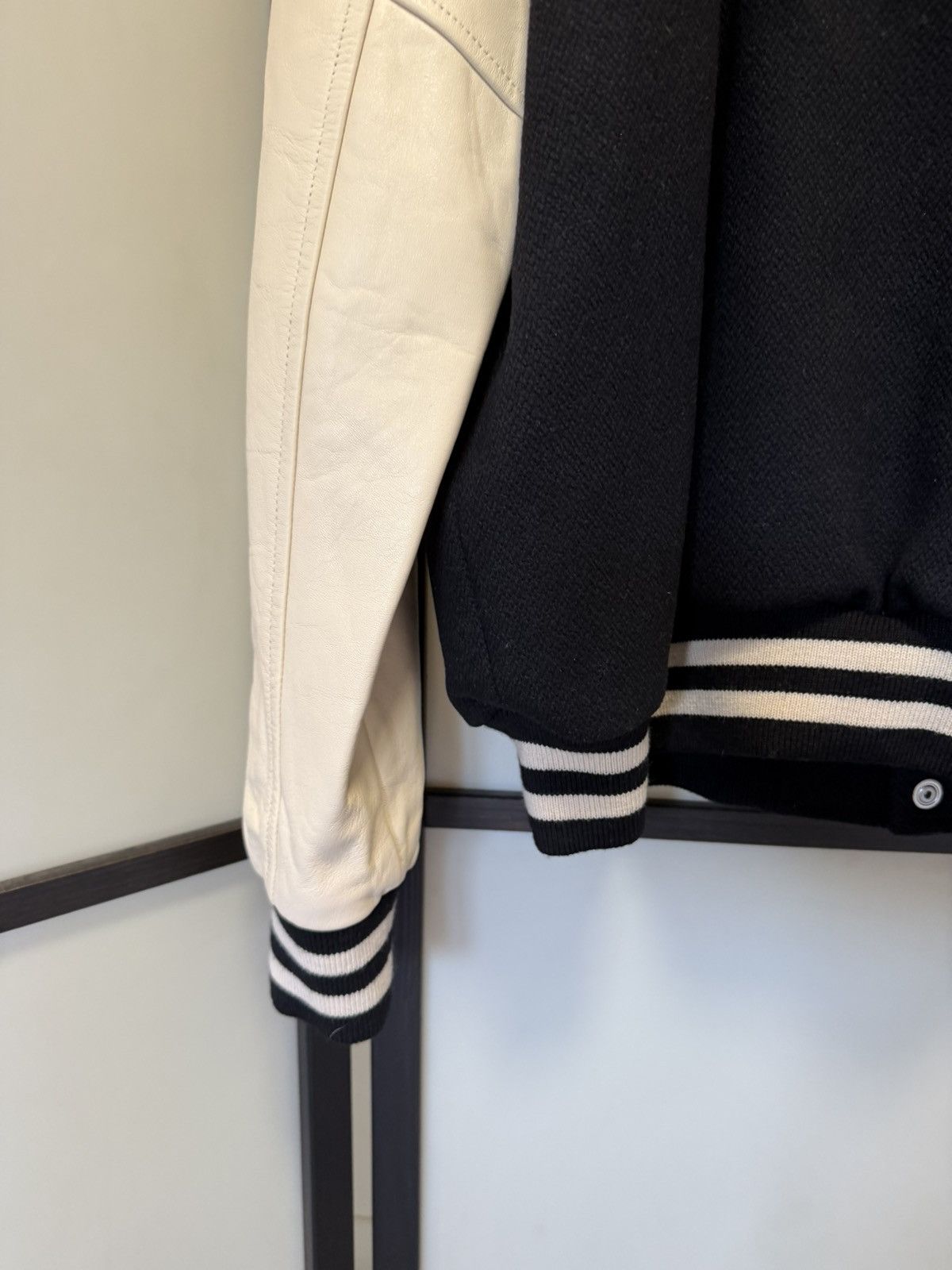 Celine NEW - FW21 Black C Patch Leather Sleeve Wool Teddy 54 Size US L / EU 52-54 / 3 - 11 Thumbnail