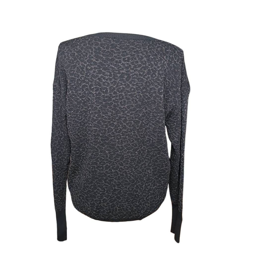 Express Express Women's Size Large Black Shimmery Pattern Crew Neck Size L / US 10 / IT 46 - 3 Thumbnail