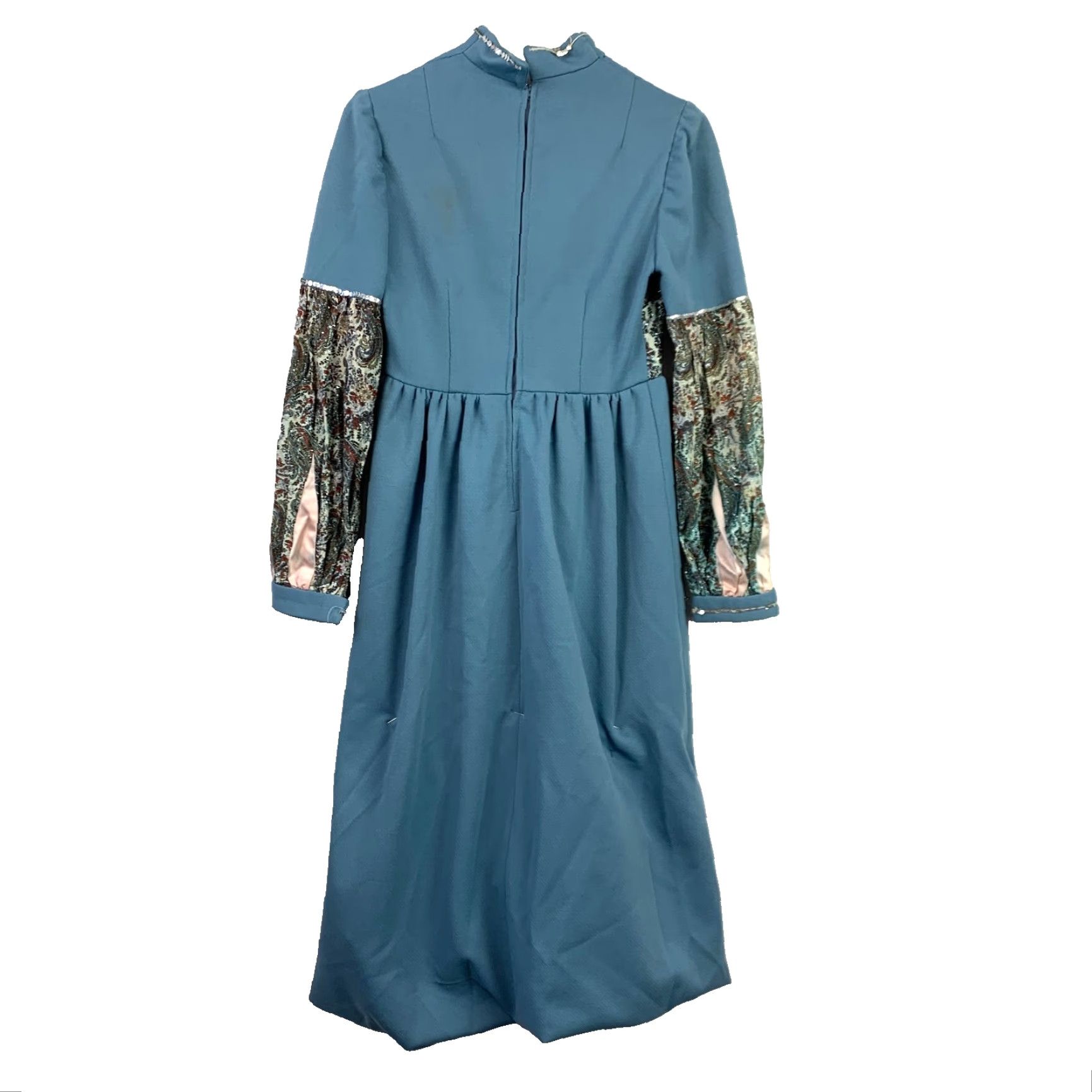 Vintage VINTAGE Handmade Blue Prairiecore Dress Empire Waist 1960s 31.5" Chest Casual Uncompleted Project Mens Women? (Stop) Size 4XL / US 24-26 - 5 Thumbnail