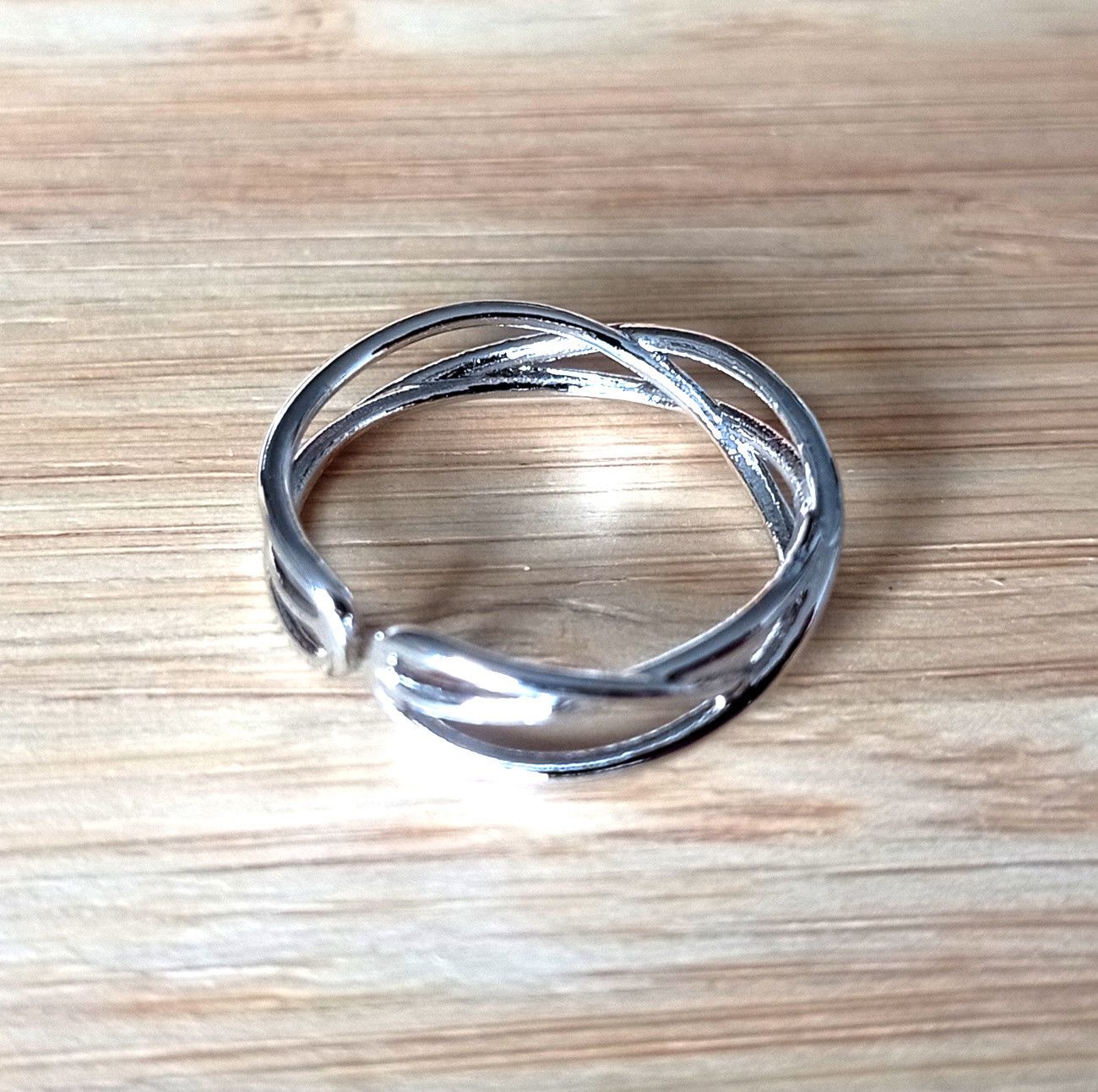 Designer × Vintage Punk Goth Shine Asymmetric Stripes Cross Silver Ring Unique Size ONE SIZE - 6 Thumbnail