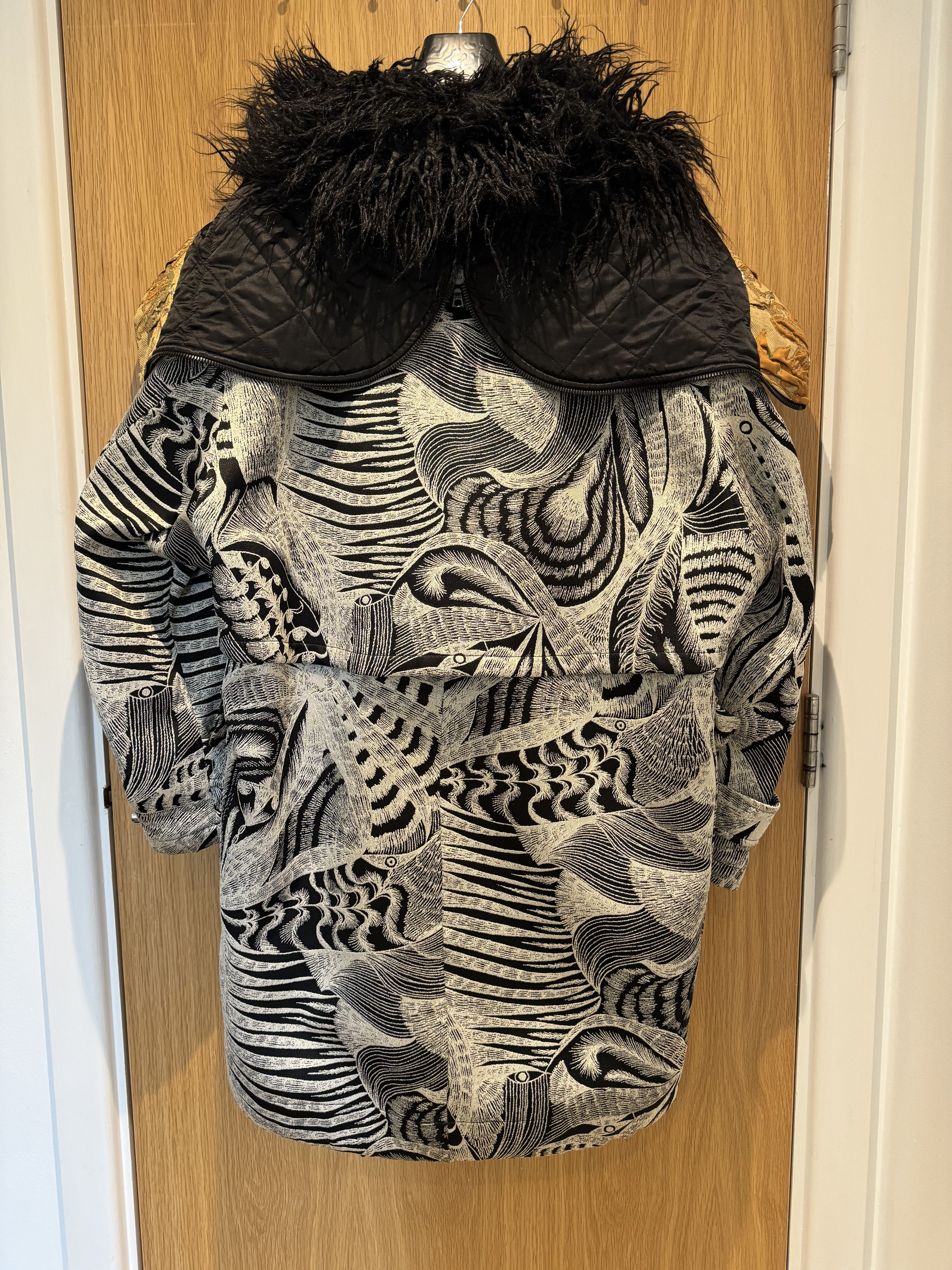 Dries Van Noten Fur Trimmed Jacquard Padded Parka Size L / US 10 / IT 46 - 3 Thumbnail