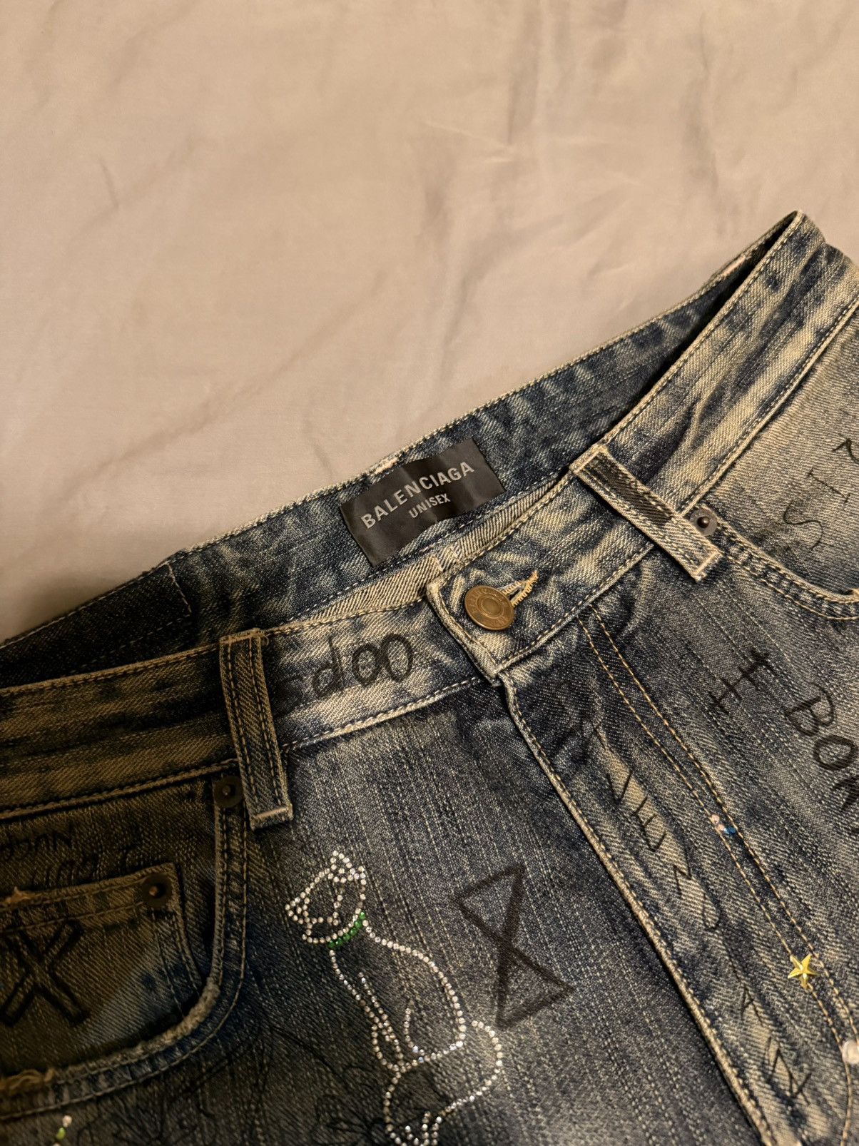 Balenciaga Balenciaga Rhinestone Jeans Japan Version Size US 30 / EU 46 - 7 Thumbnail