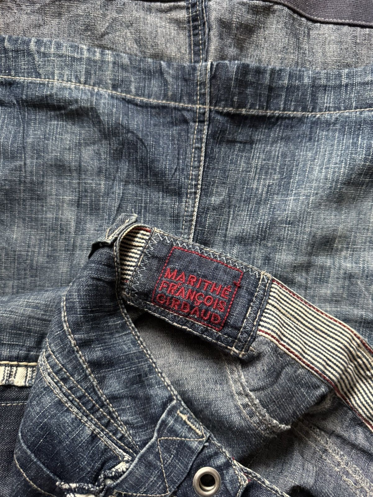 Marithe + Francois Girbaud VNTG M+Fg Y2K Distressed Ripped Pocket Grunge Cargo Skirt Size 27" / US 4 / IT 40 - 12 Thumbnail