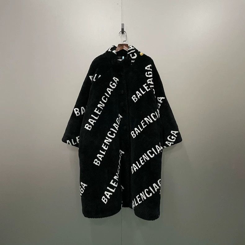 Balenciaga All-over Logo Teddy Coat