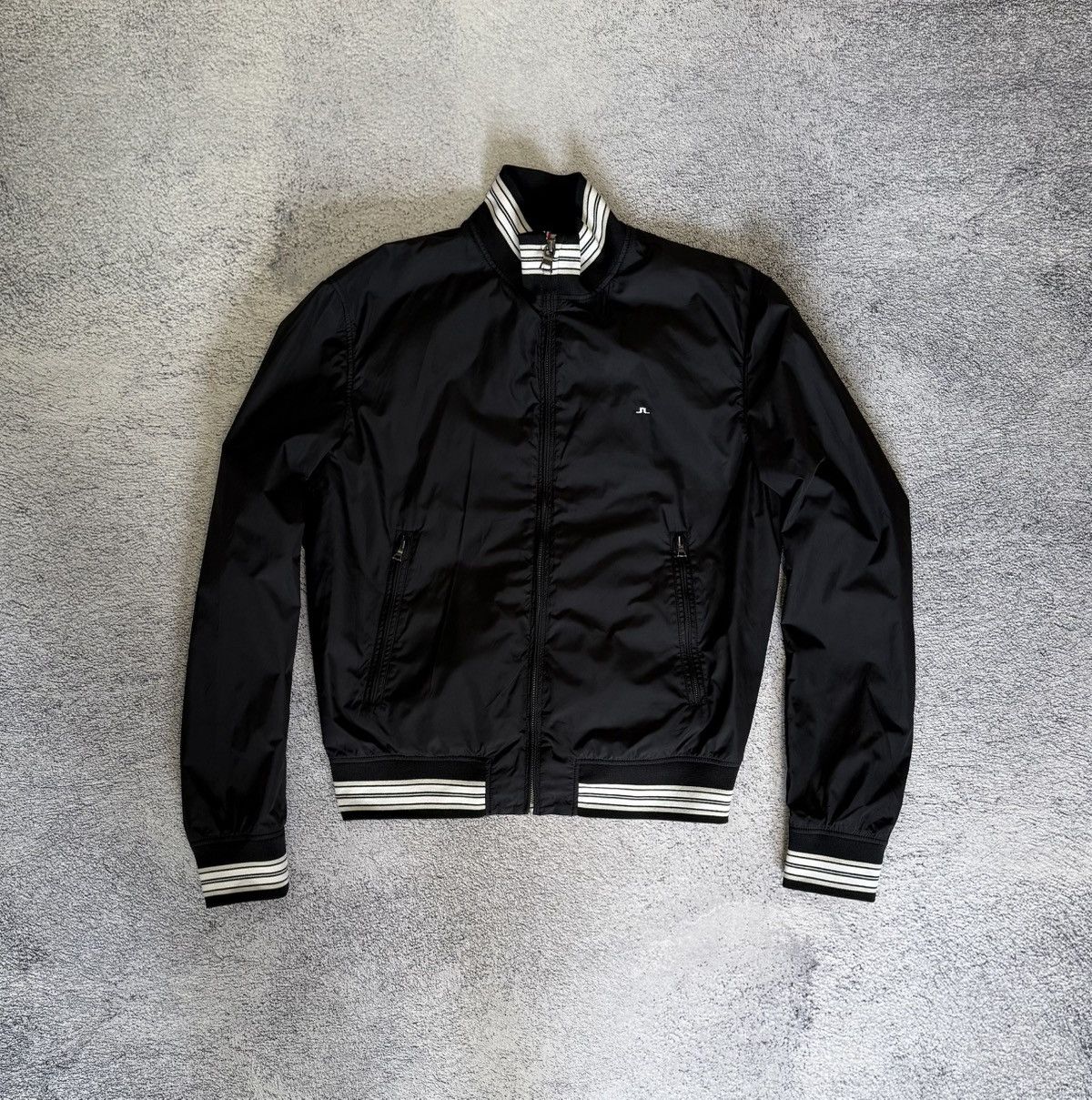 J.Lindeberg J Lindeberg Bomber Jacket Black Nylon Striped Trim Men M Size US M / EU 48-50 / 2 - 1 Thumbnail