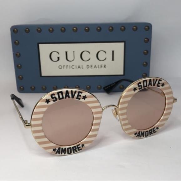 New Authentic Gucci Striped Beige Sunglasses GG0113s 009 Gucci | Accessories | New Authentic Gucci Striped Beige  main image 3