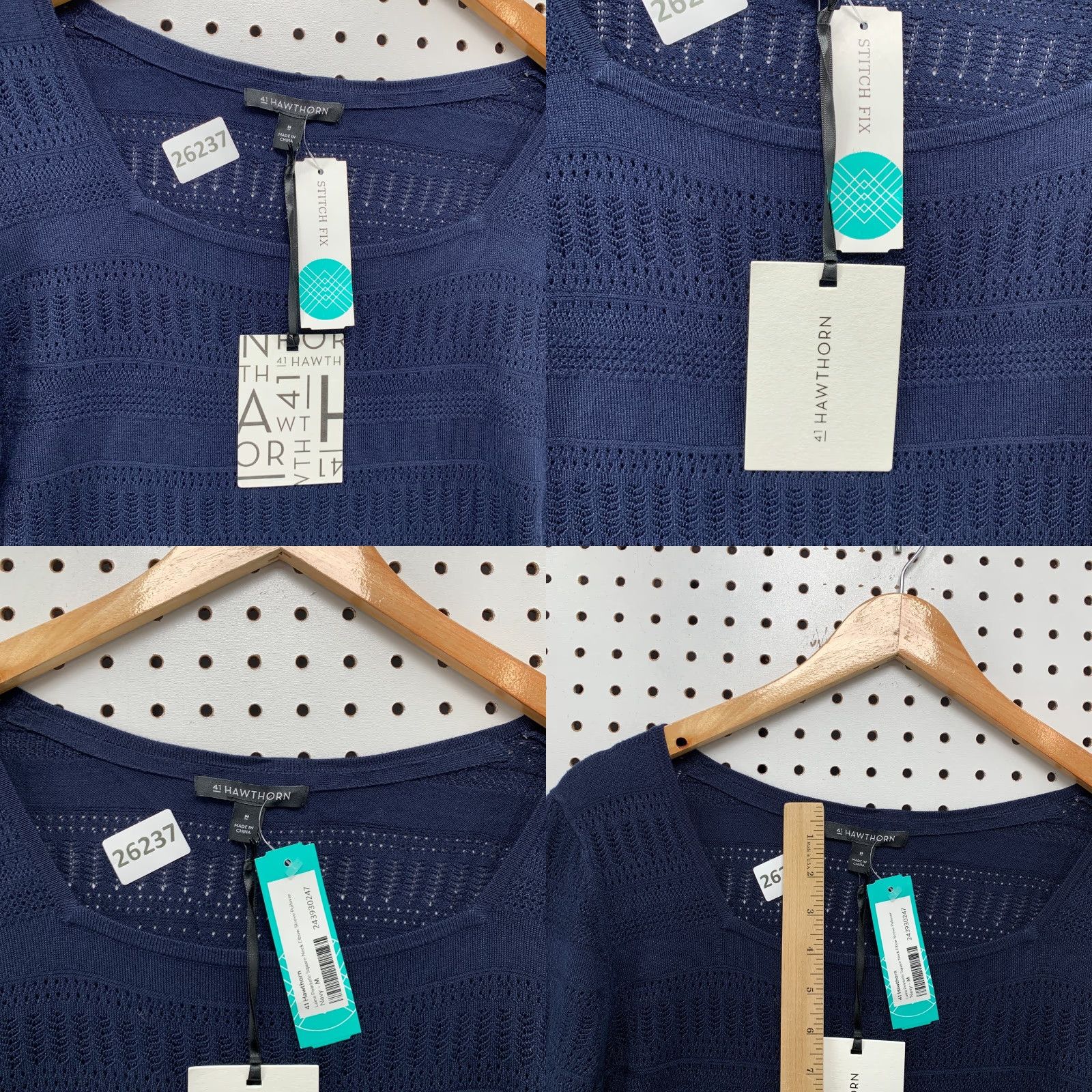 Vintage NEW 41 Hawthorn Knit Blouse Blue Square Neck Short Sleeve Women Medium Size M / US 6-8 / IT 42-44 - 8 Thumbnail