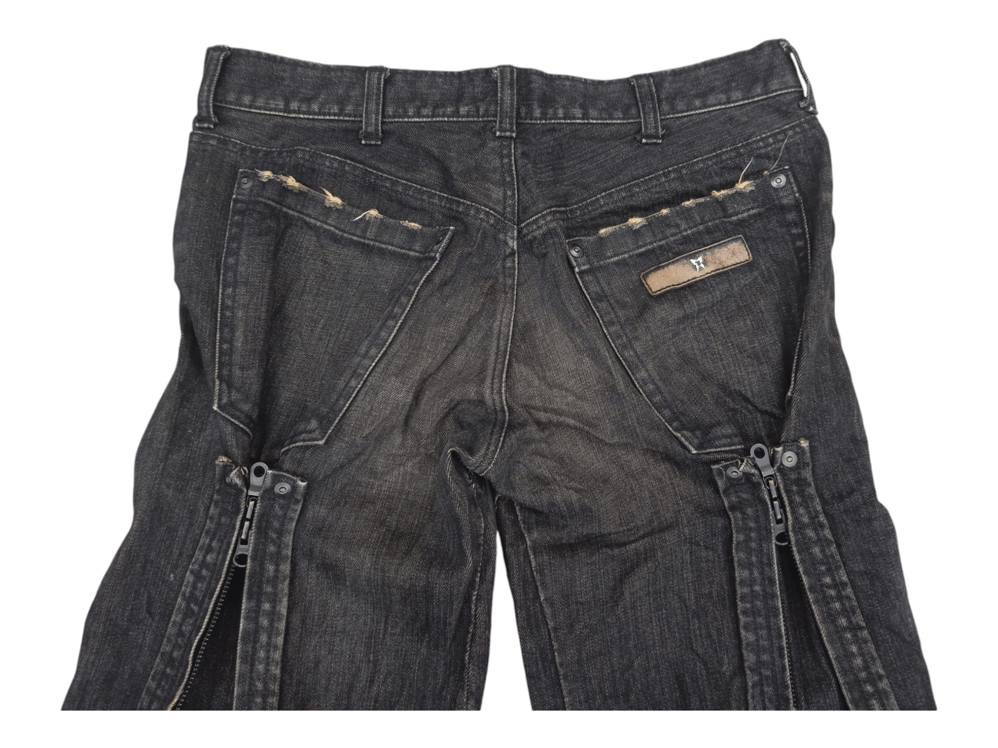 Japanese Brand Japanese Black Denim Lace Up Zipper Flared Jeans Size US 31 - 6 Thumbnail