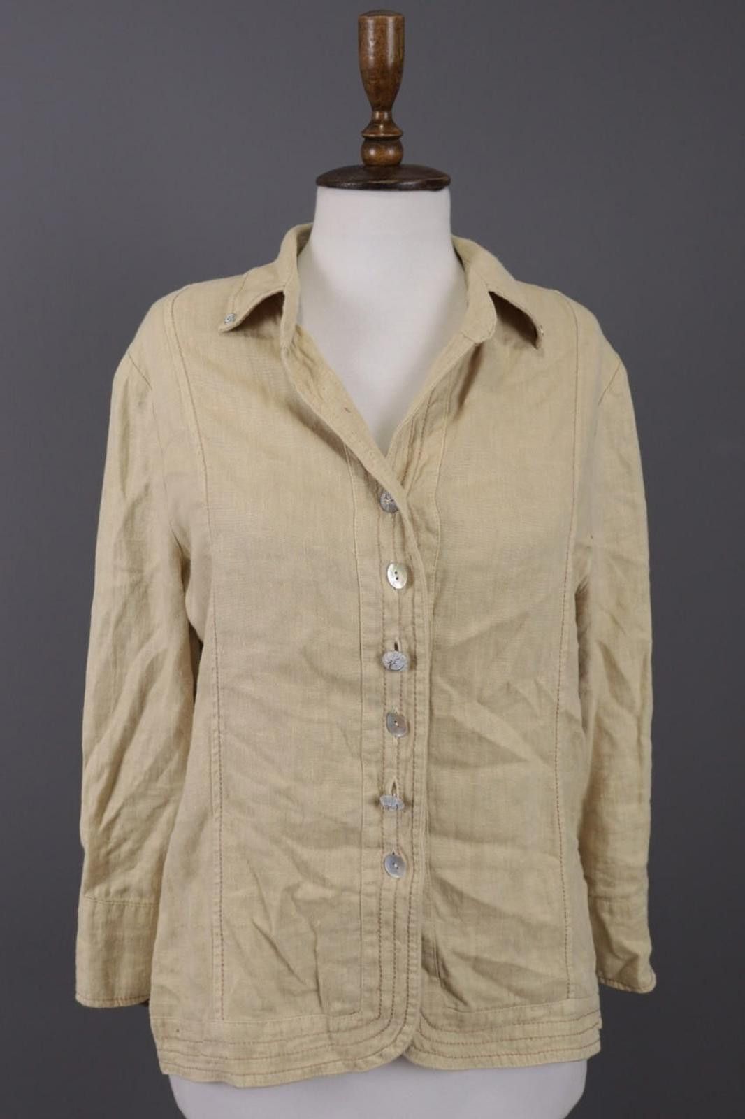 Designer Elisa Cavaletti Beige Linen Lagenlook Shirt Blouse Tunic Size M / US 6-8 / IT 42-44 - 1 Thumbnail