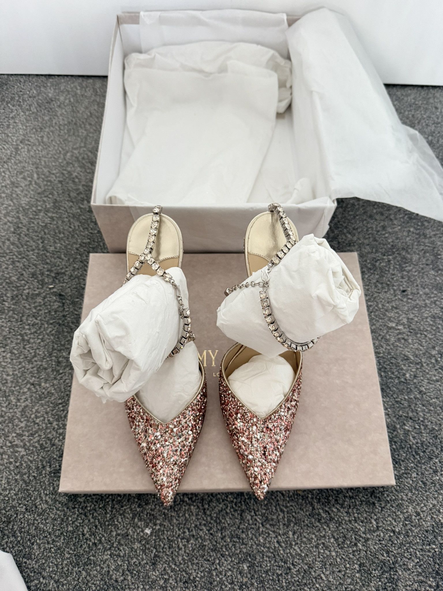 Jimmy Choo Jimmy Choo Saeda 38 Bao Rose Mix Crystal Honey Size US 8 / IT 38 - 3 Thumbnail