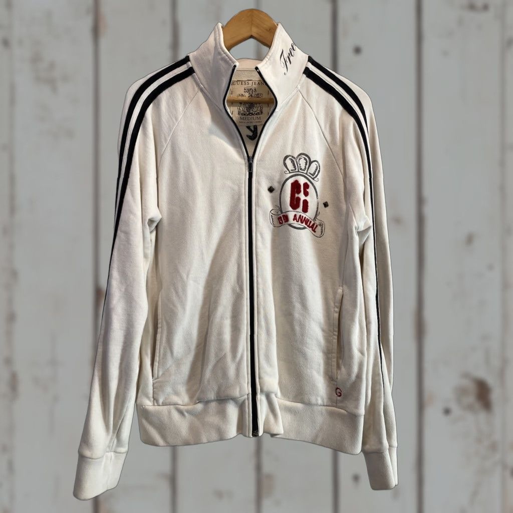 Guess Guess Jeans Cotton Freedom Race Track Jacket M Patches Embroidered Mens Medium White Size US 31 - 1 Thumbnail