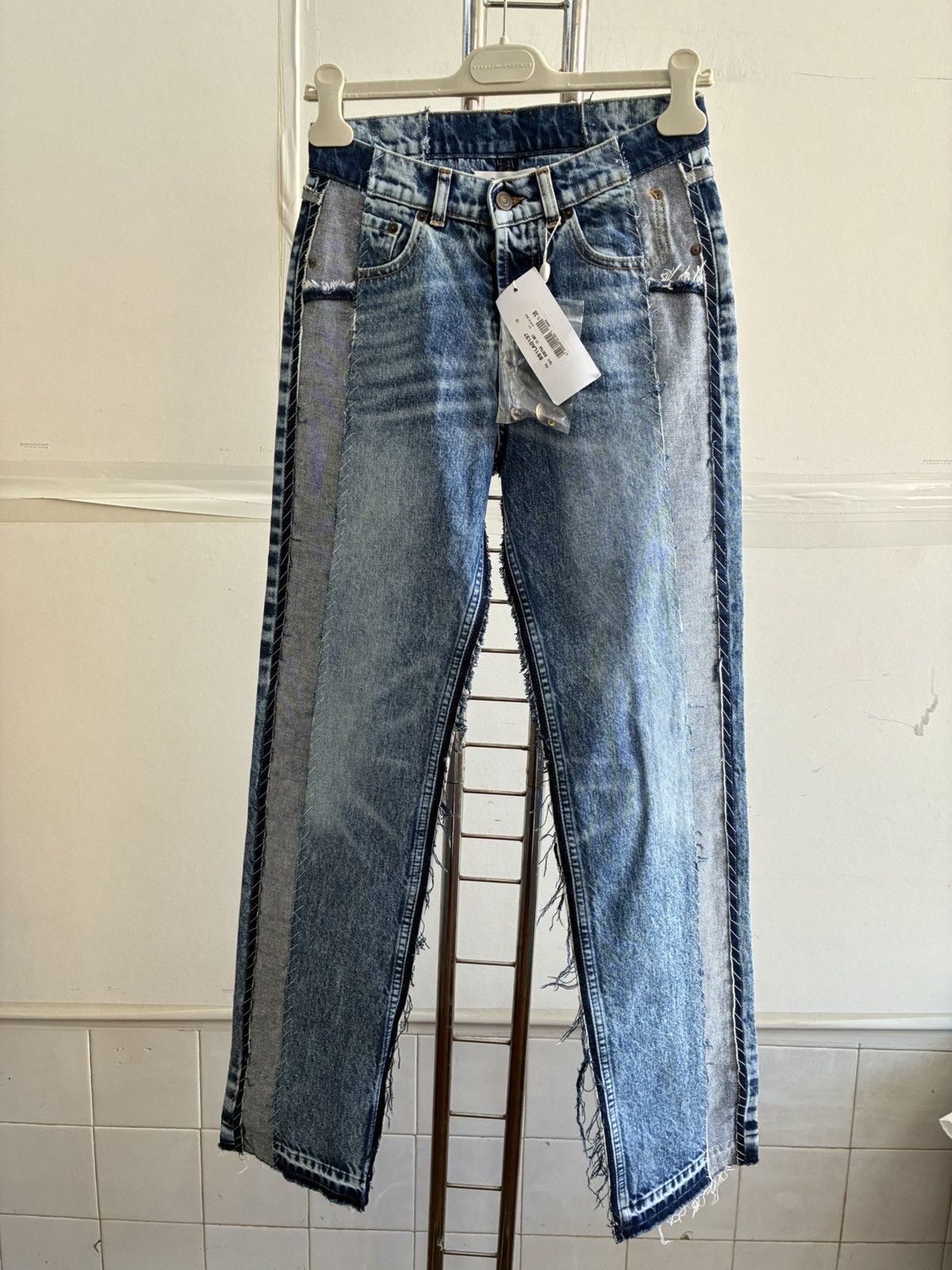 Blue Recycled Spliced Jeans