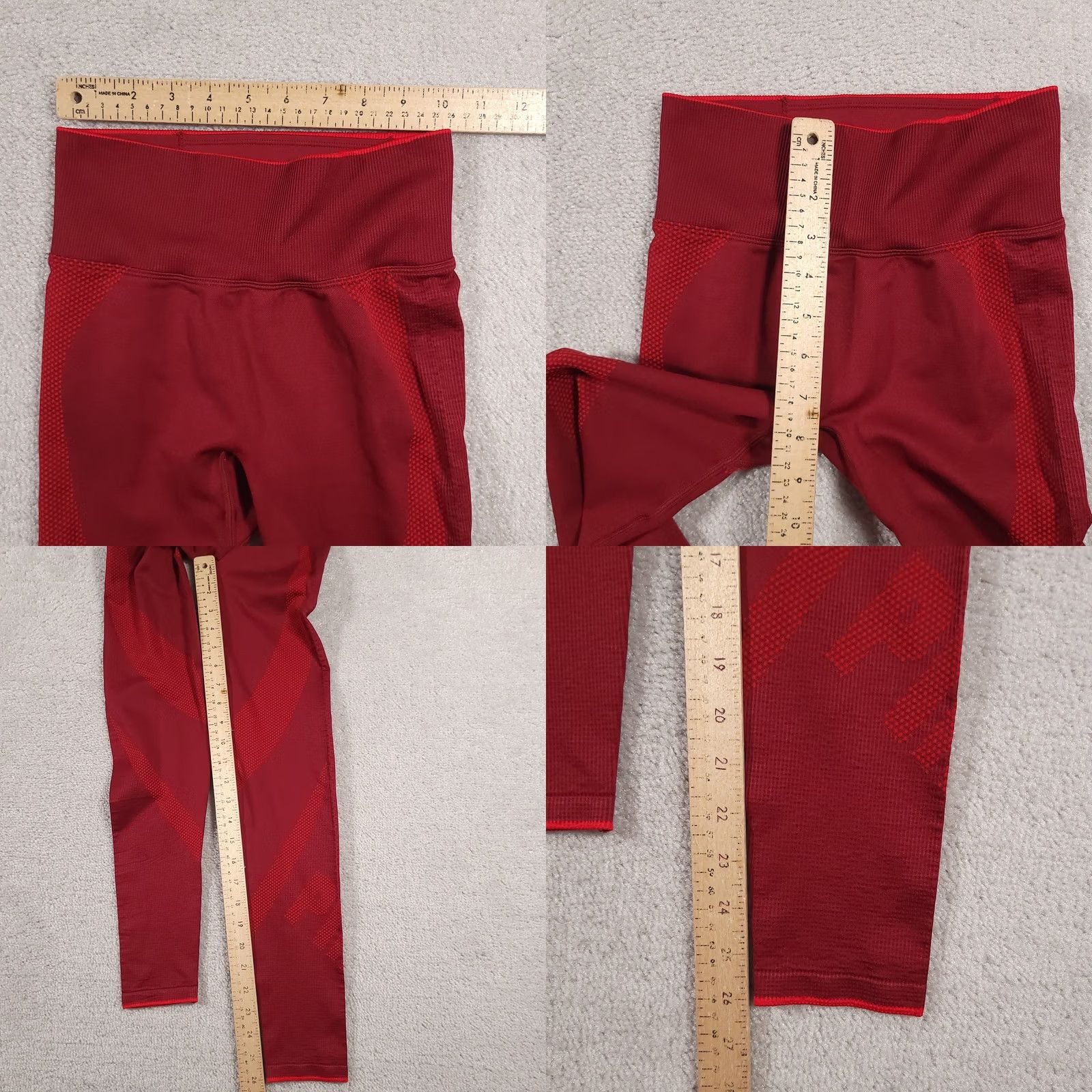 Pinko PINK Active Leggings Womens XS Red High Rise Seamless Yoga Gym Pants Size 26" / US 2 / IT 38 - 8 Thumbnail