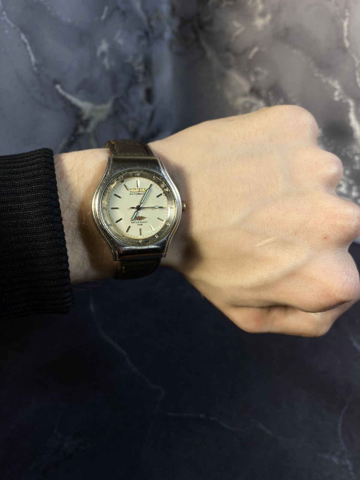 Citizen Leather Strap Watch in Brown, Men's