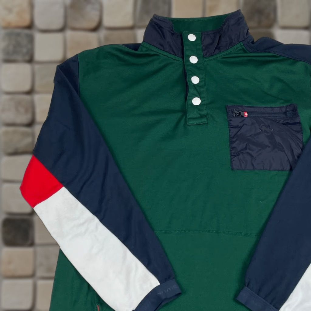 Nautica Nautica Sweater Mens Large Green Competition 1/4 Snap Pullover Hiking Golf Style Pullover Casual Christmas Outdoor Retro Mens Size US L / EU 52-54 / 3 - 1 Thumbnail