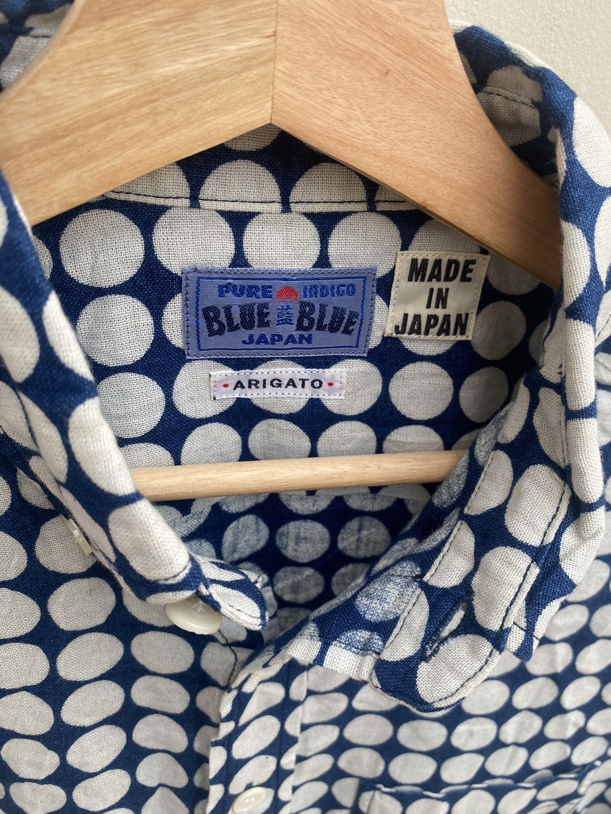 Tornado Mart 2000s Blue Blue Japan - Pure Indigo Dye Polkadot Shirt Size US M / EU 48-50 / 2 - 4 Thumbnail