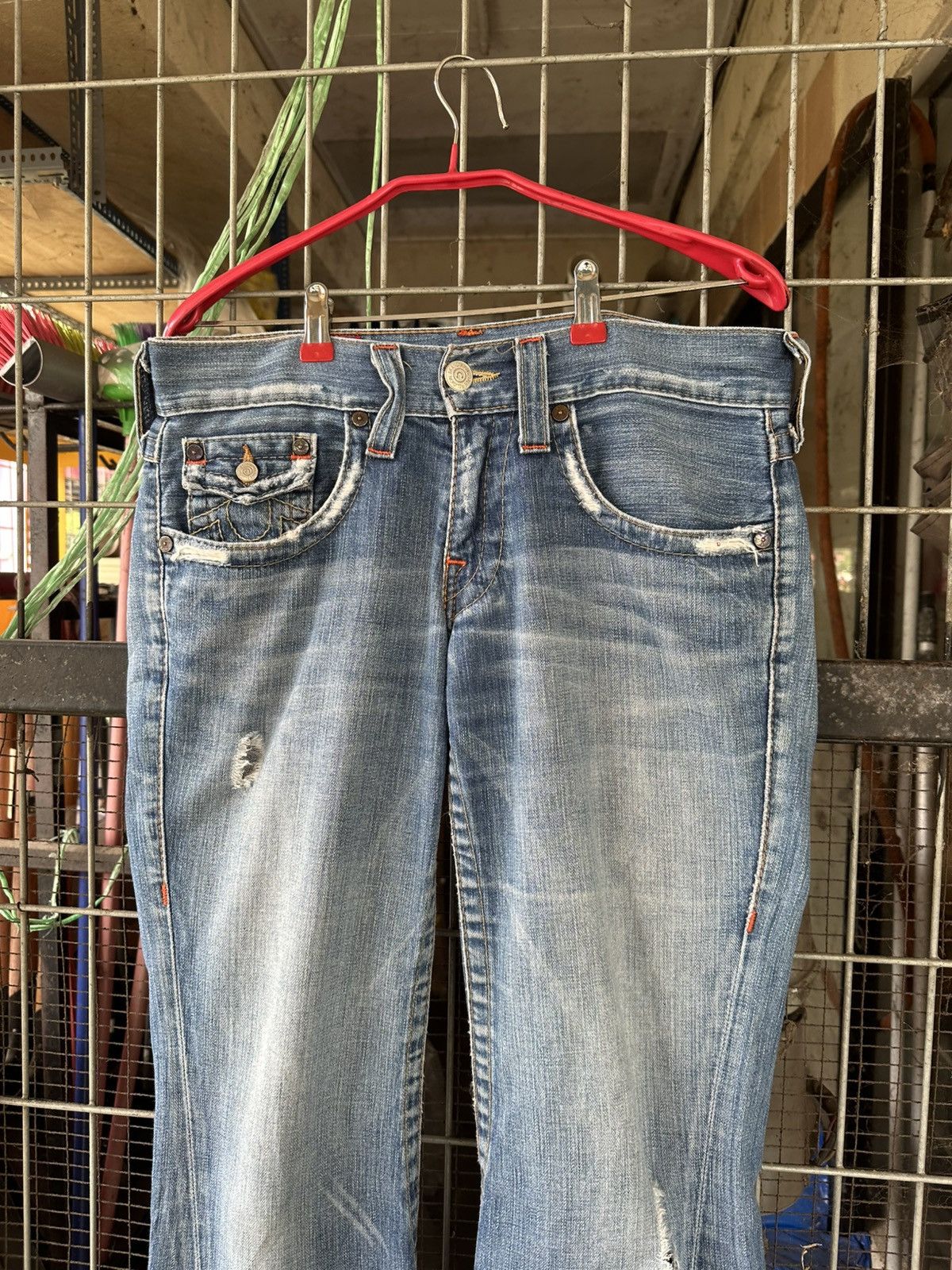 True Religion 👹Vintage True Religion Distressed Flare Jeans Size US 31 - 7 Thumbnail