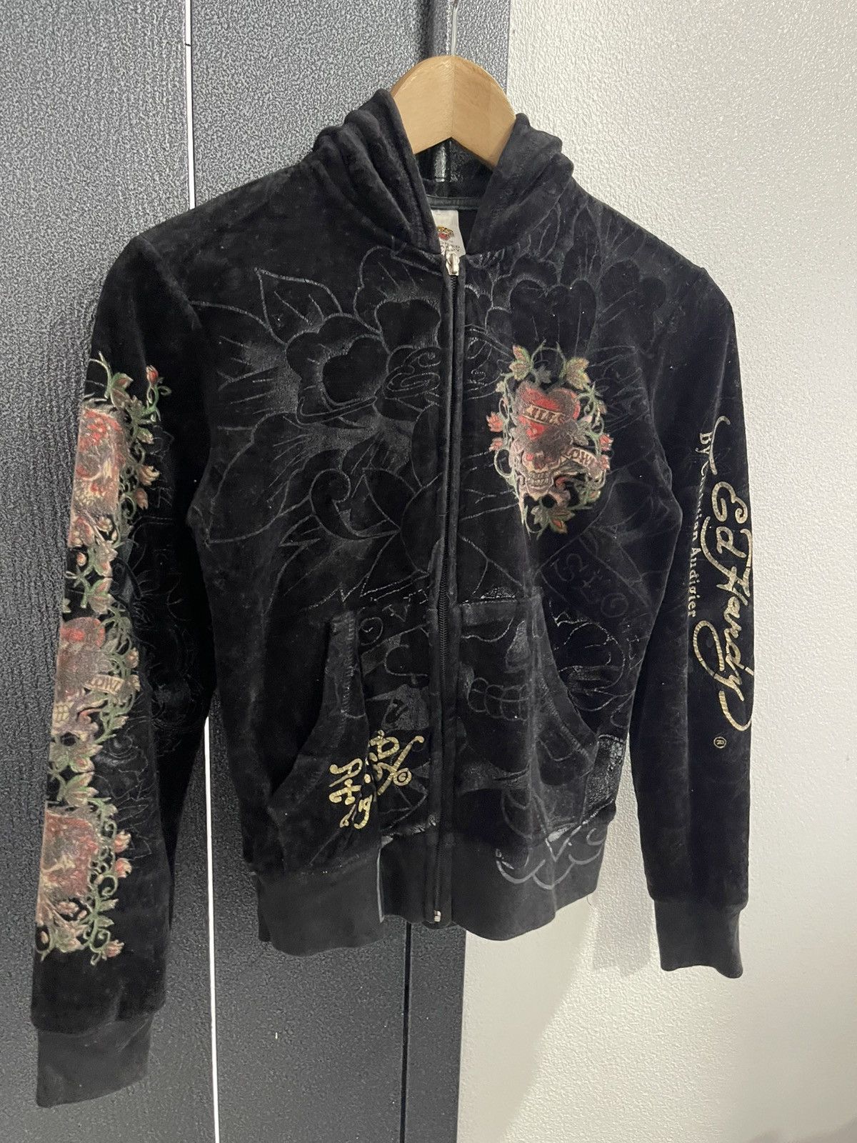 Ed Hardy Ed Hardy by Christian Audigier Velvet Hoodie Size M / US 6-8 / IT 42-44 - 4 Thumbnail