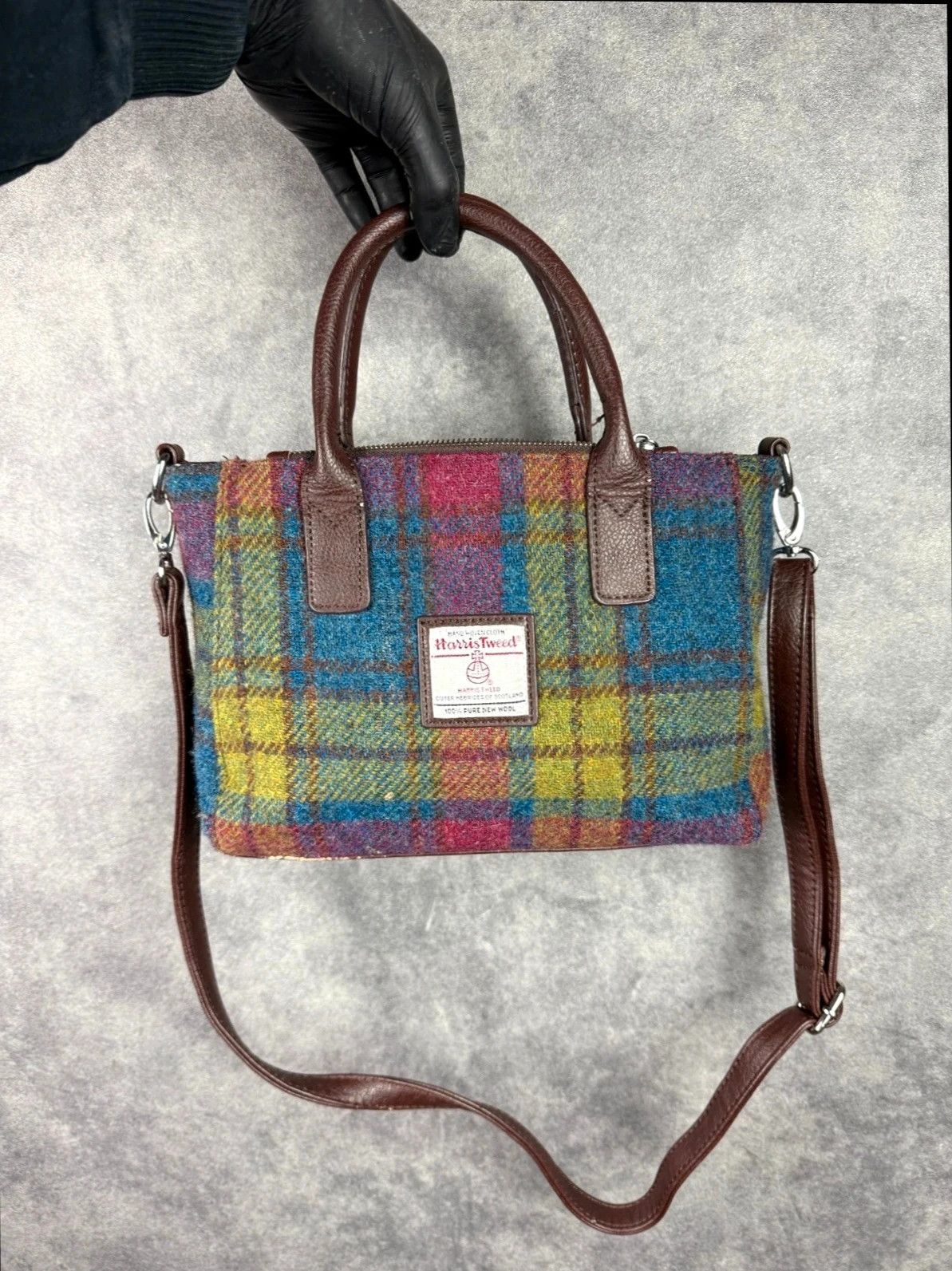 Harris Tweed Harris Tweed Wool Leather Bag Tartan Clutch Size ONE SIZE - 2 Thumbnail