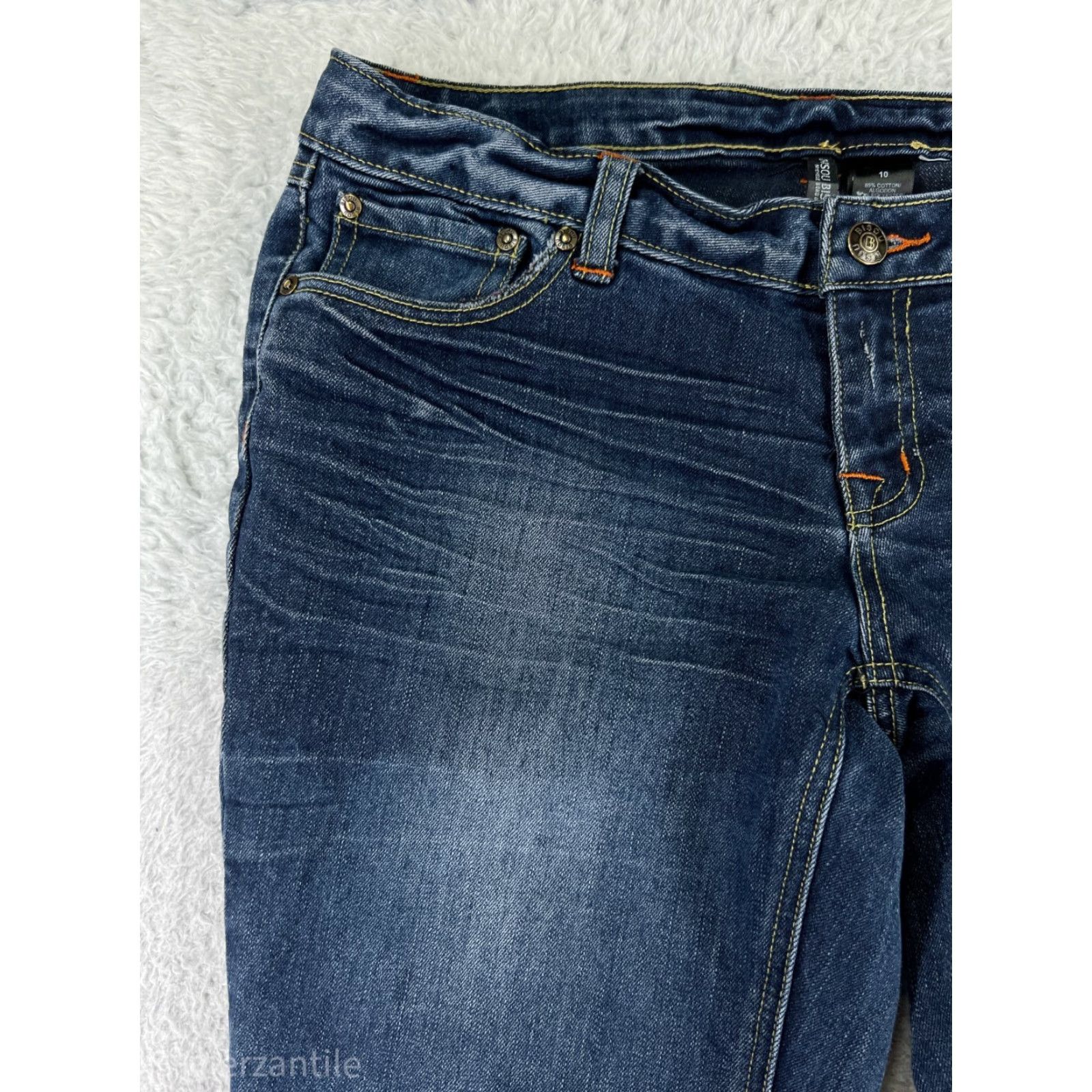 Vintage BISOU BISOU Jeans Womens 10 Blue Denim Flare Low Rise Medium Wash Cotton Size 32" / US 10 / IT 46 - 7 Thumbnail