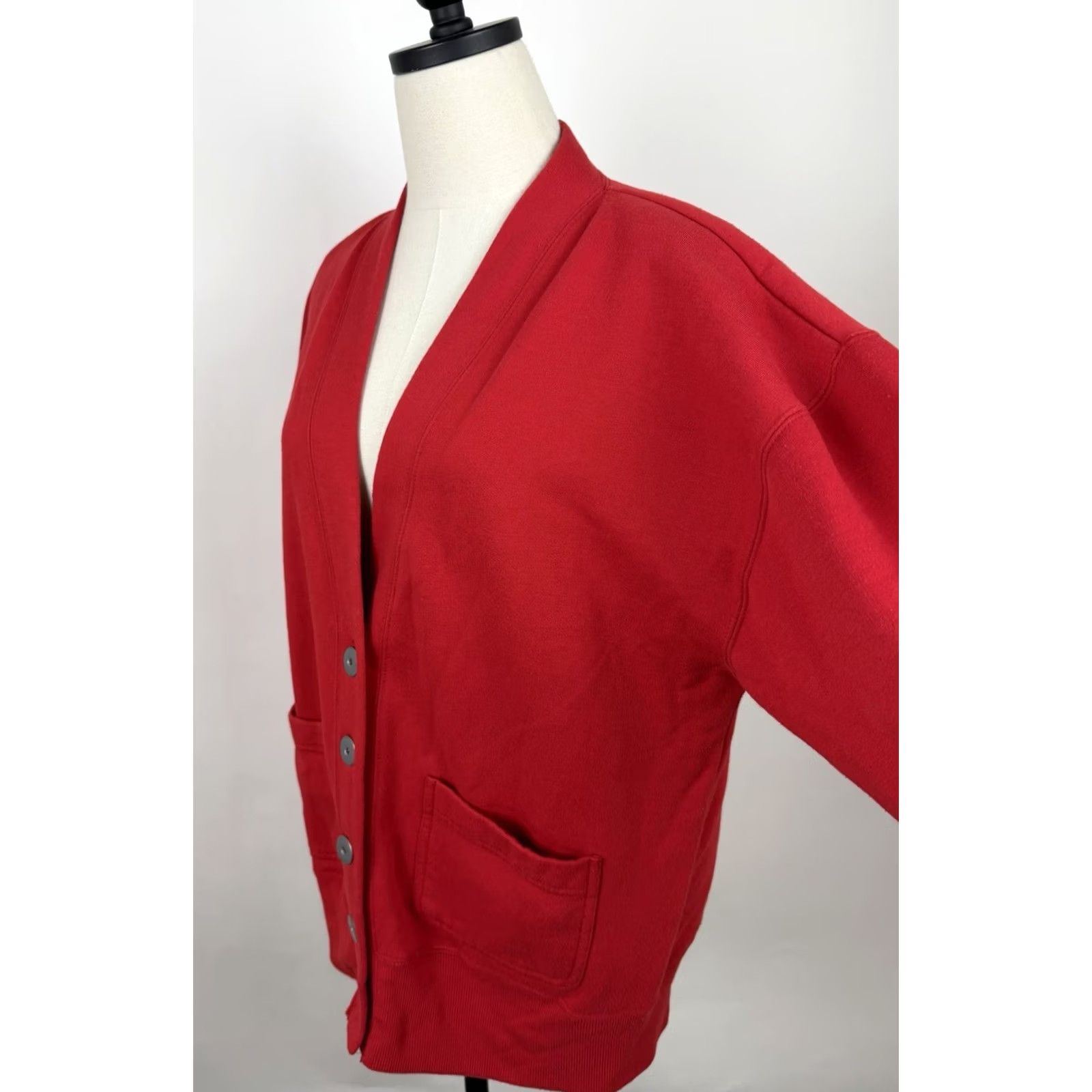 Vintage VINTAGE Cardigan Sweatshirt Womens Medium Red Knit Pockets 90s Teacher Minimal Size M / US 6-8 / IT 42-44 - 6 Thumbnail