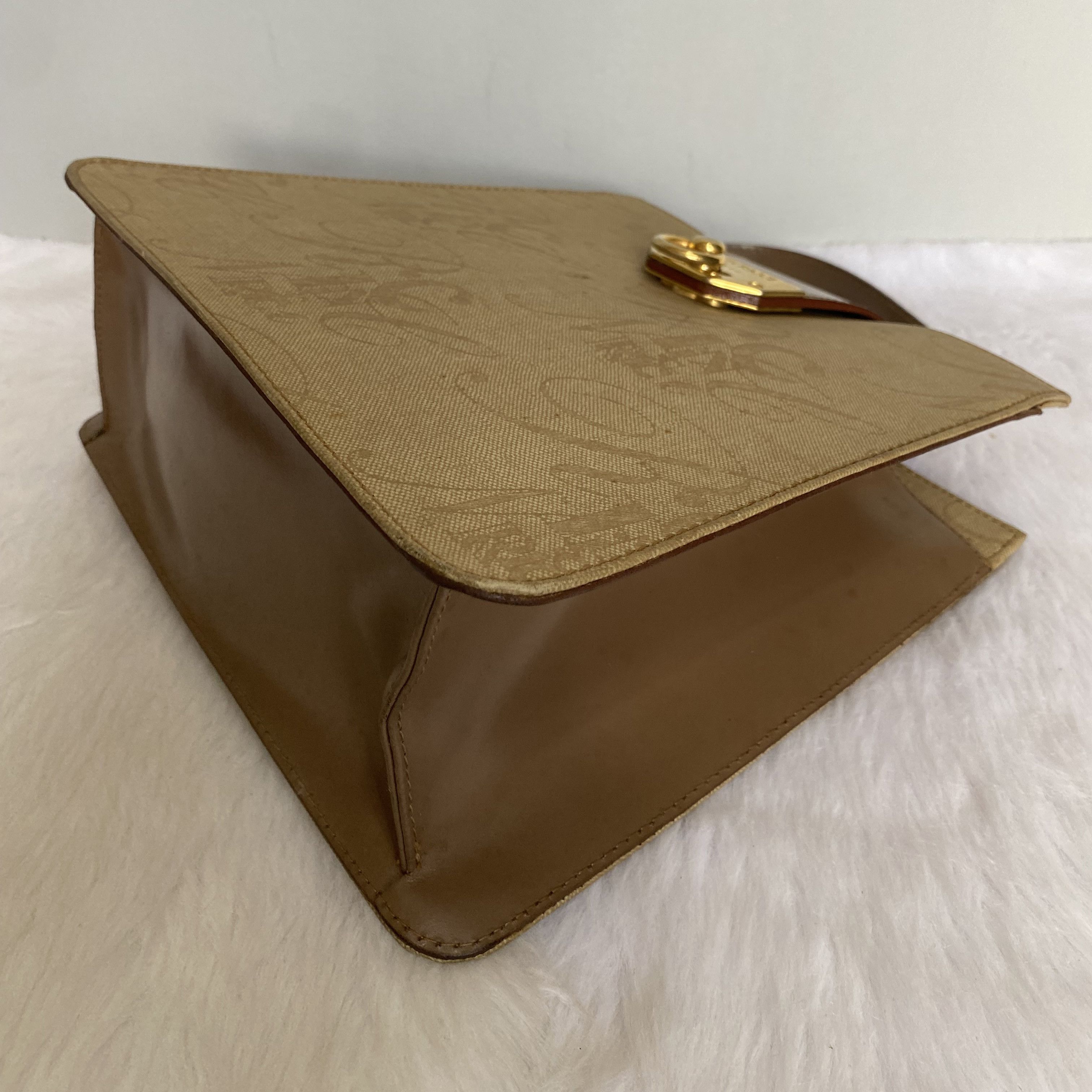 Nina Ricci × Vintage NINA RICCI Vintage Beige Brown Monogrammed Handbag Size ONE SIZE - 6 Thumbnail