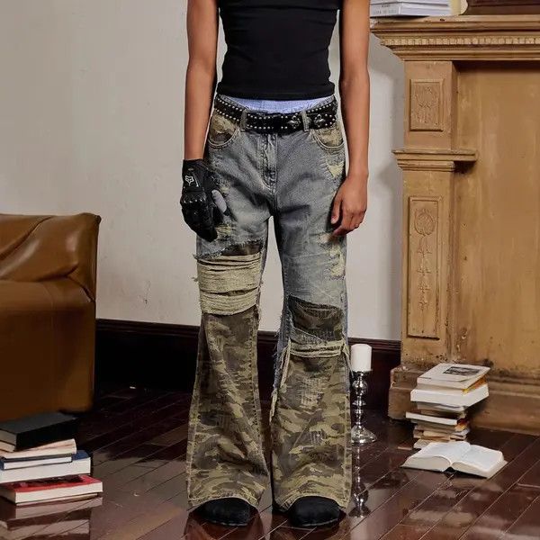 Jean Kobashi x Kouda Distressed Patchwork Camo Jeans Size US 32 / EU 48 - 4 Thumbnail