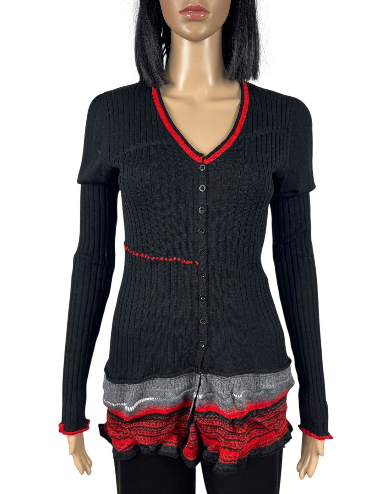 Marithe + Francois Girbaud Marithe Francois Girbaud Wool Cardigan Ribbed Asymmetrical 3 Size L / US 10 / IT 46 - 2 Thumbnail