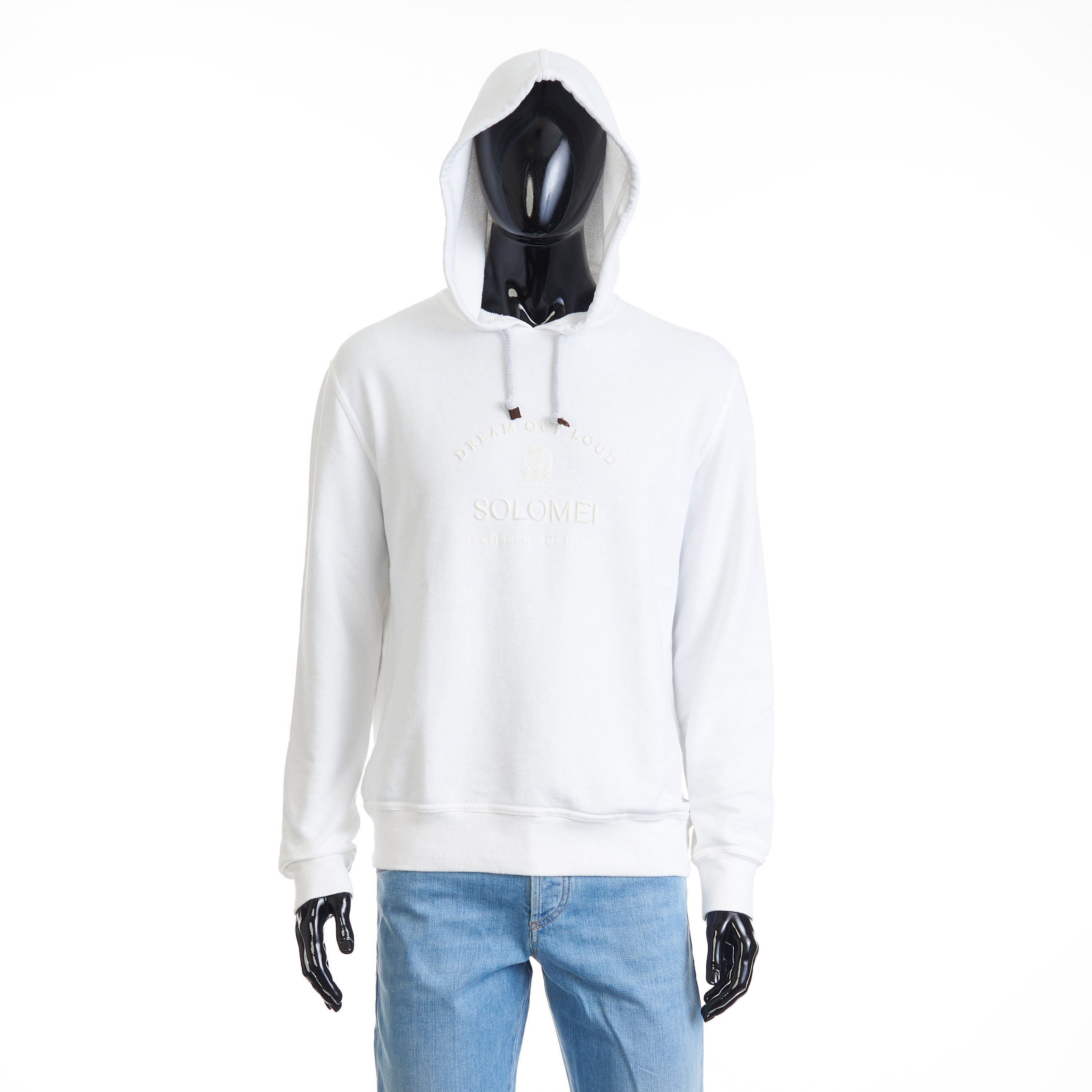 Brunello Cucinelli White Hooded Sweatshirt - Logo Embroidery, French Terry Size US S / EU 44-46 / 1 - 11 Thumbnail