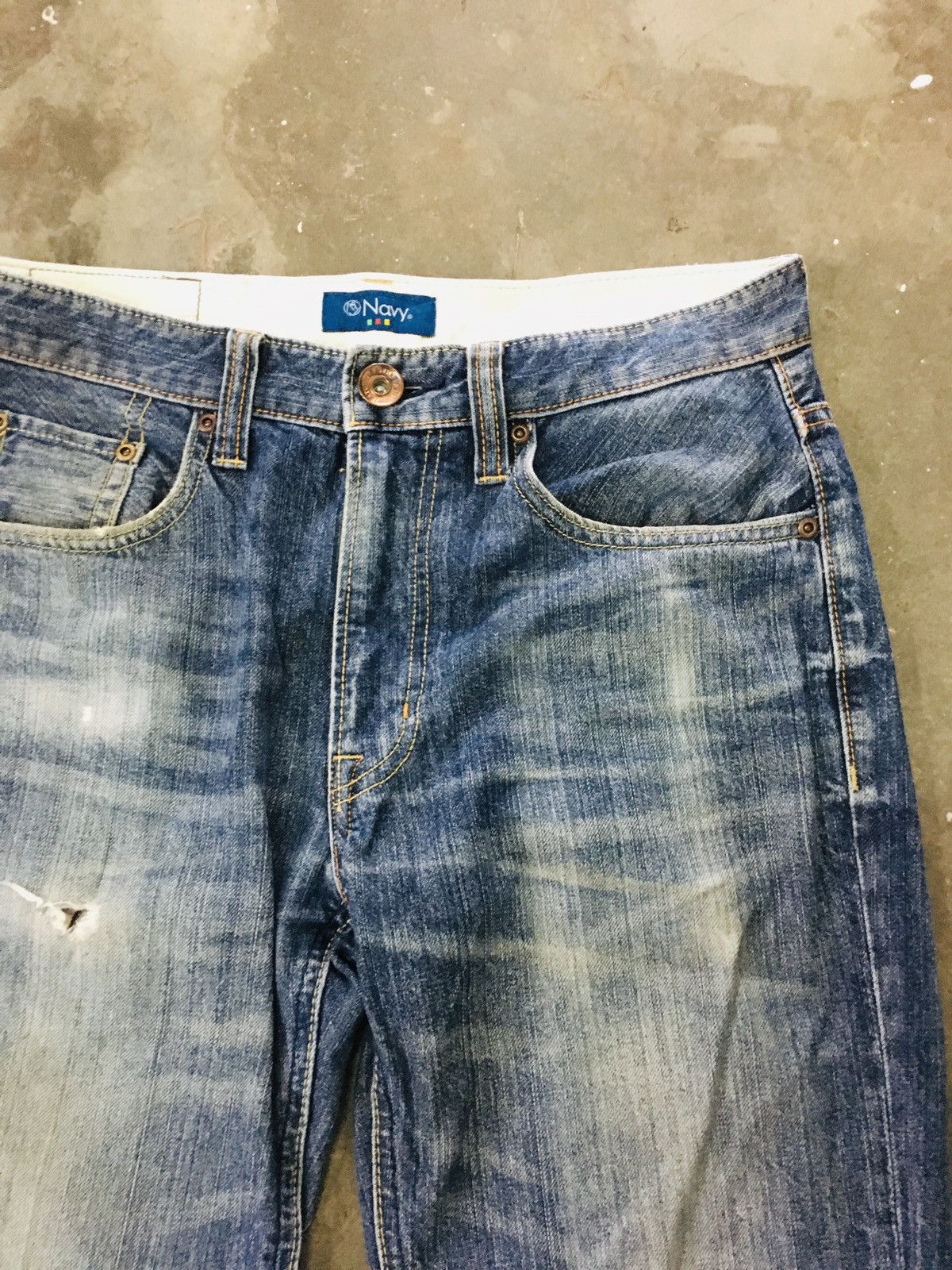 Japanese Brand Navy Distressed Jeans (15) Size US 31 - 13 Thumbnail