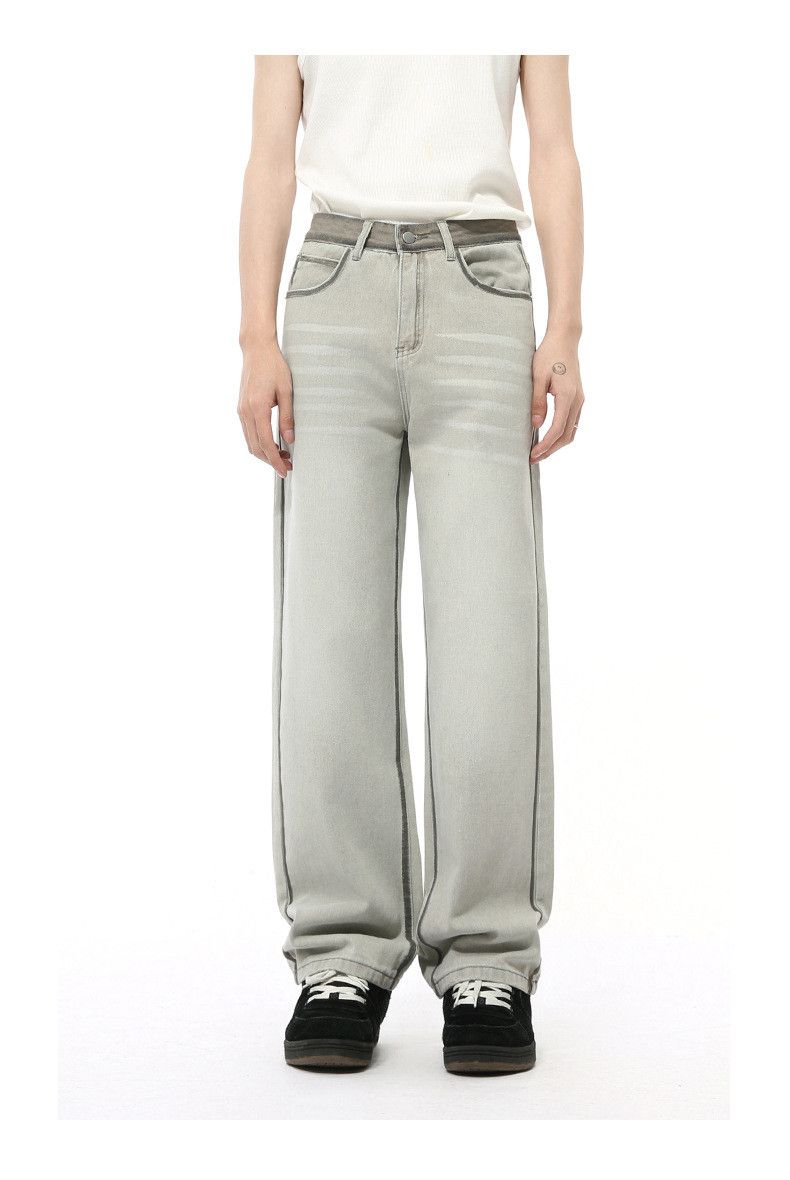 Japanese Brand × Jean Retro drape straight-leg loose jeans with visible stitching Size US 32 / EU 48 - 1 Thumbnail