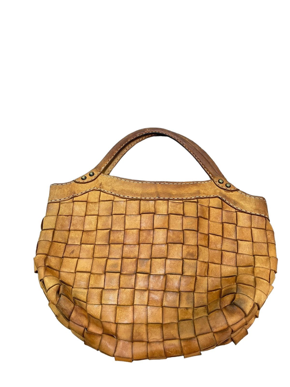 Japanese Brand Full Leather Vtg Robita Japan Intrecciato Weave Tote Bag 1🟩 Size ONE SIZE - 14 Thumbnail