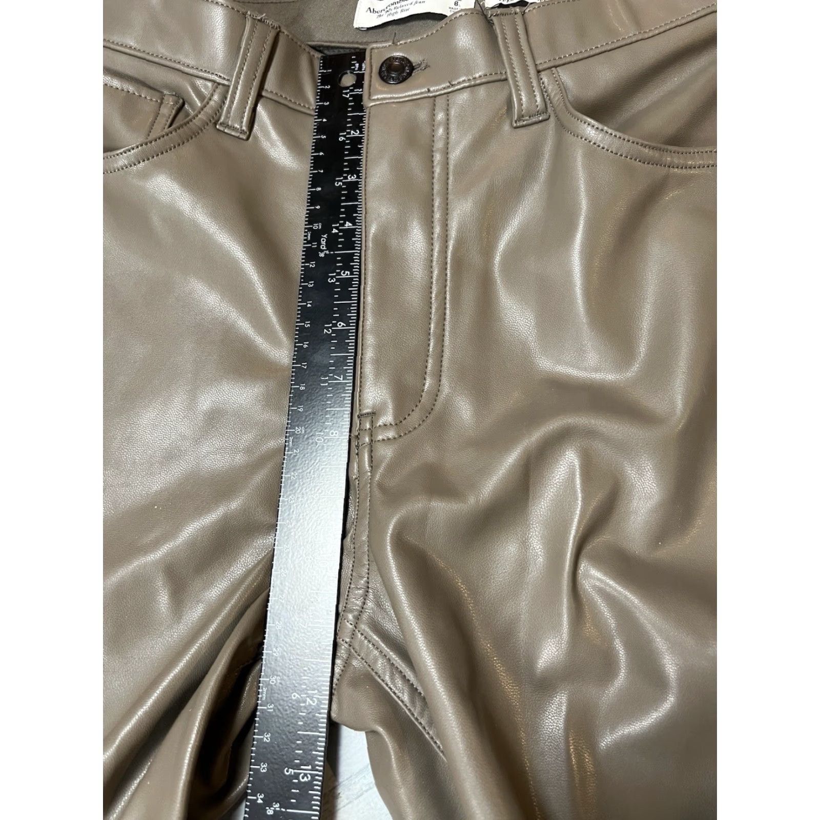 Abercrombie & Fitch VINTAGE Abercrombie & Fitch The 90s Straight Ultra High rise Vegan Leather Pants 29/8 Brown Womens Regular 90s Size ONE SIZE - 3 Thumbnail