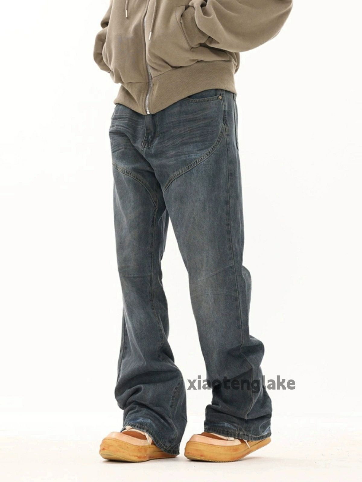 Jean × Vintage washed faded yuppie bootcut stain punk paint jeans Size US 32 / EU 48 - 2 Thumbnail