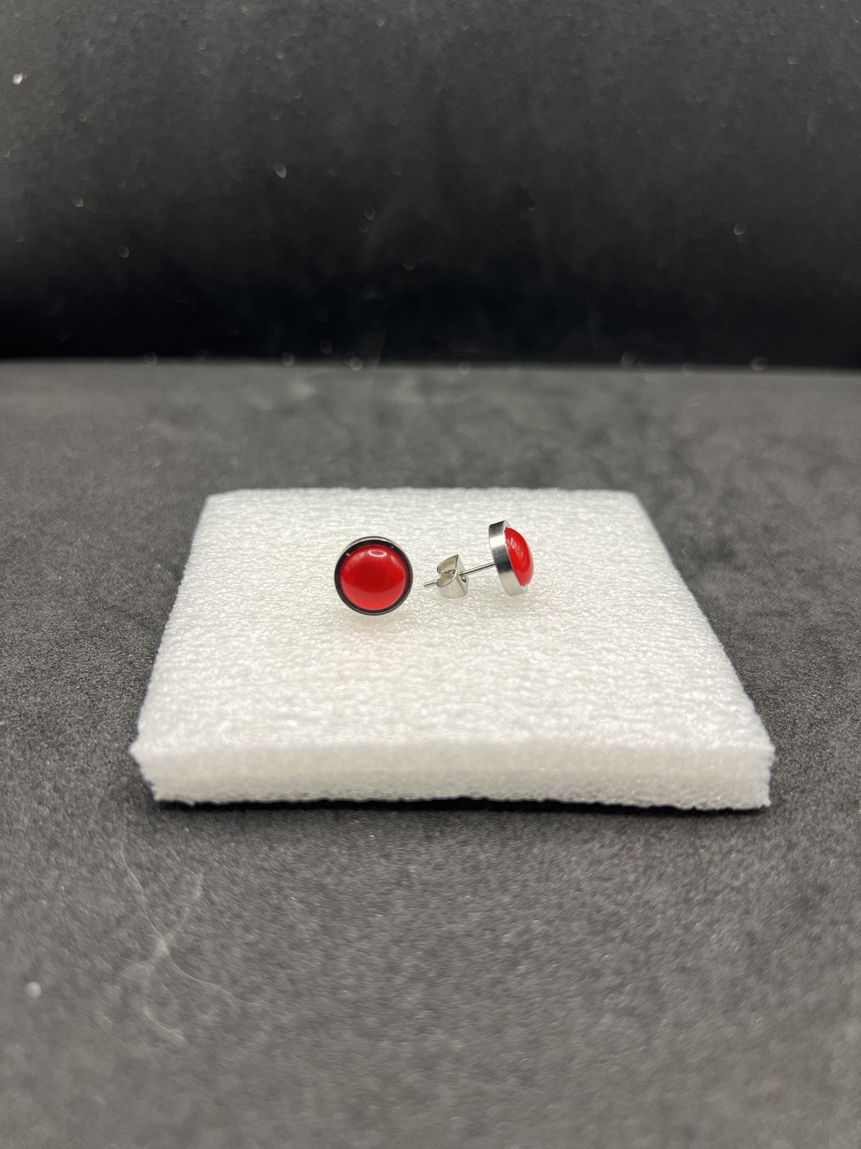 Handmade Red Crystal Stainless Steel Stud Earrings Size ONE SIZE - 1 Thumbnail