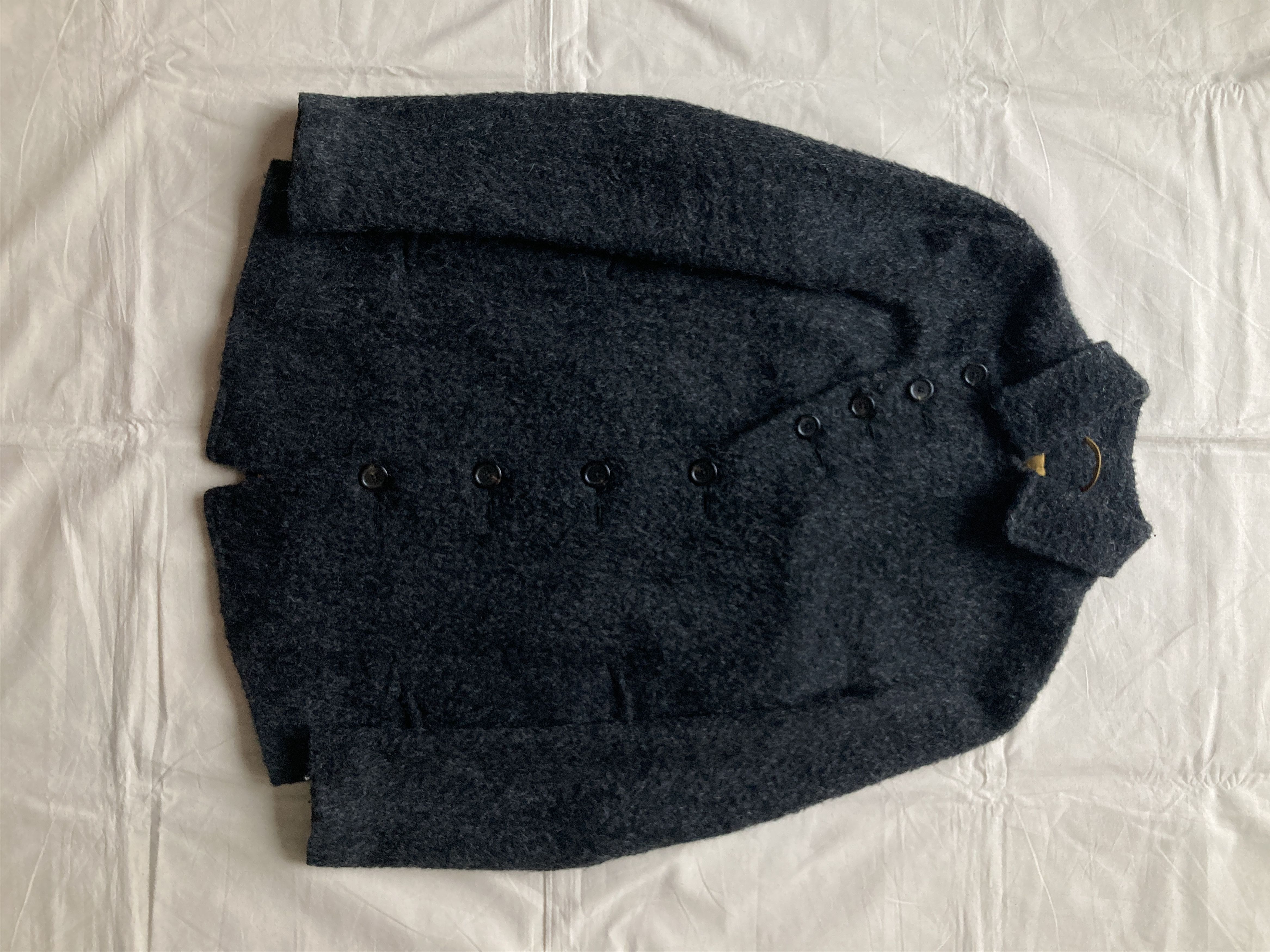 image of Ann Demeulemeester Asymmetric Wool Coat in Grey, Men's (Size Medium)