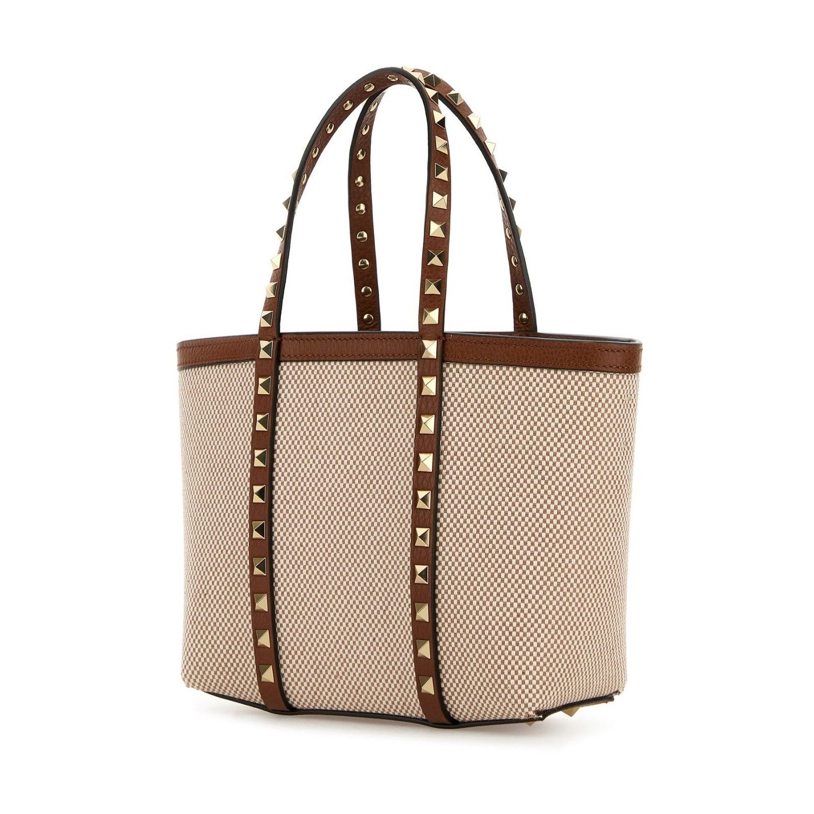 Valentino VALENTINO GARAVANI Rockstud Medium Two-Tone Natural Brown Ca Size ONE SIZE - 2 Thumbnail