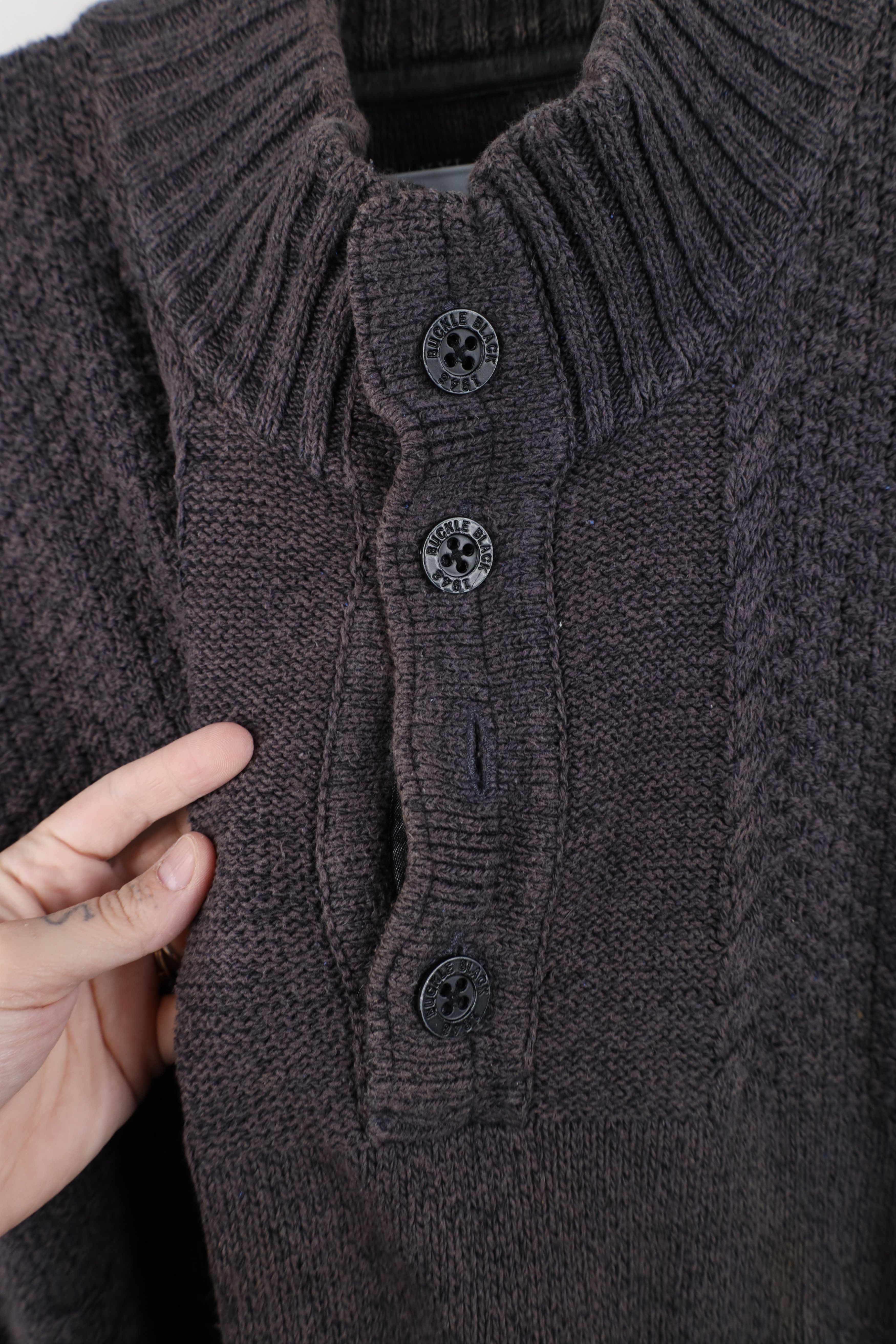 Vintage Buckle BKE Chunky Fisherman Cable Knit Henley Sweater Gray Size US XXL / EU 58 / 5 - 5 Thumbnail