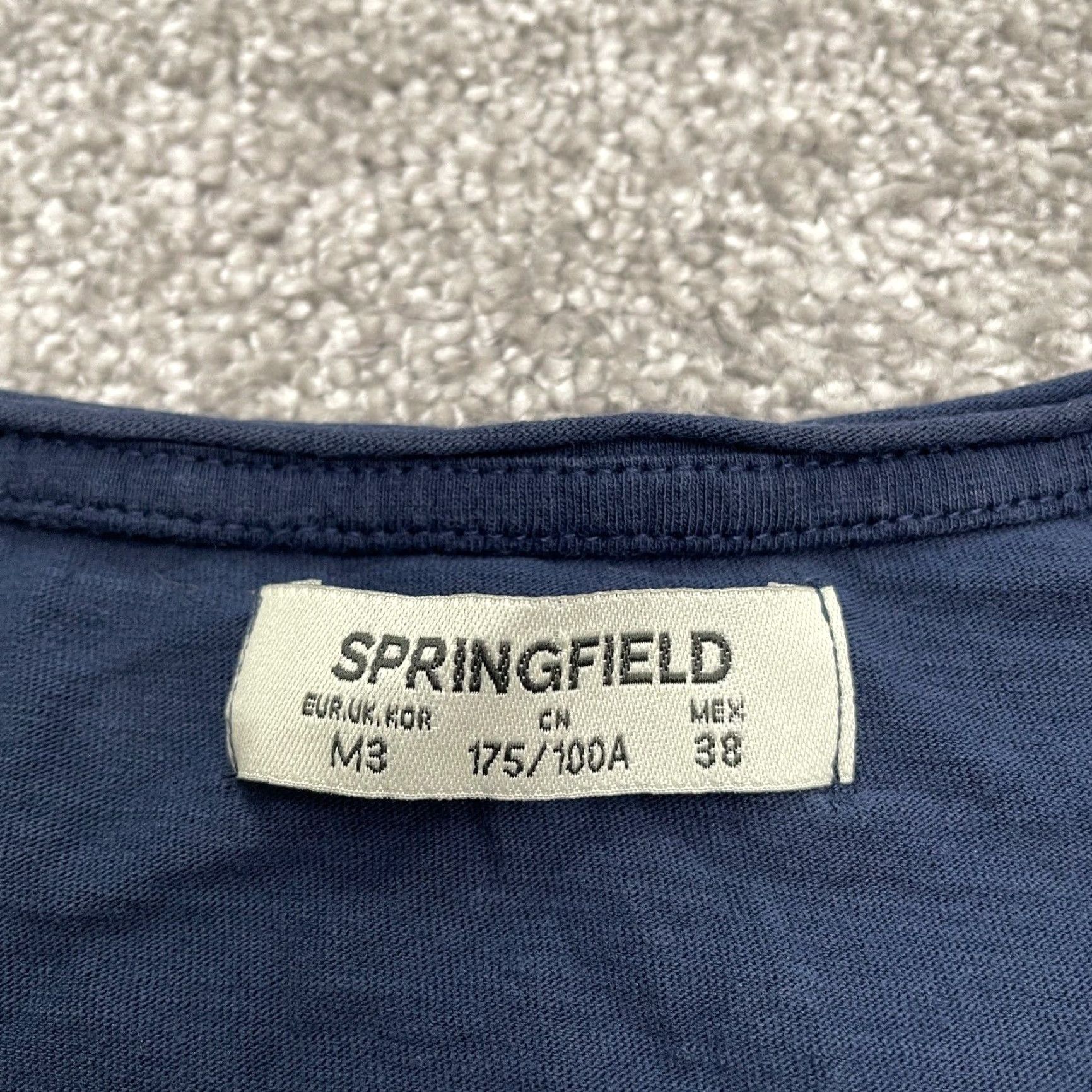 Springfield Springfield Mens Long Sleeve Cotton T-Shirt Navy Blue Crew Neck 90s Vintage Outdoor Casual Size US M / EU 48-50 / 2 - 7 Thumbnail