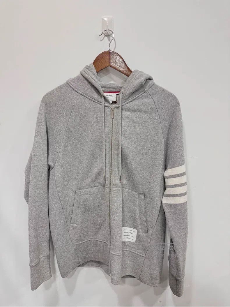 Thom Browne Thom Browne Gray Four Stripes Zip Hoodie Size US XXL / EU 58 / 5 - 1 Thumbnail