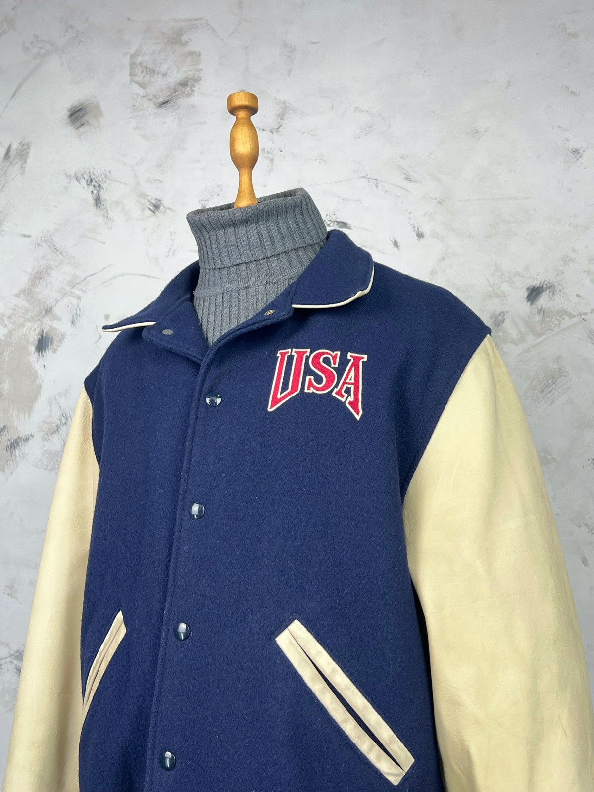 Dehen 1920 Vintage Dehen USA Wool Leather Bomber Jacket Size L Size US L / EU 52-54 / 3 - 4 Thumbnail