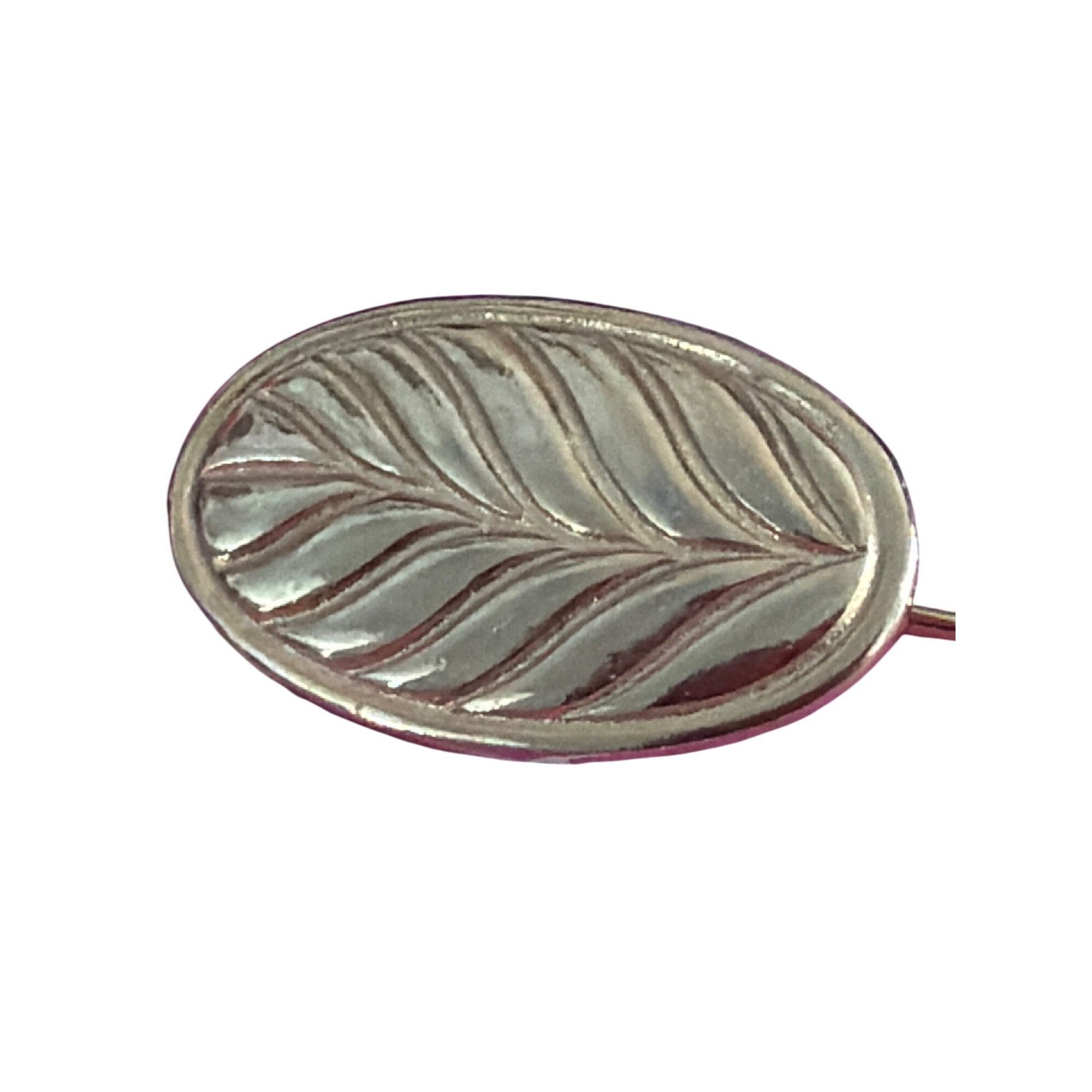 Other Vintage Gold Plated Stick Hat Pin Leaf Pattern Oval 2" Estat Size ONE SIZE - 2 Thumbnail