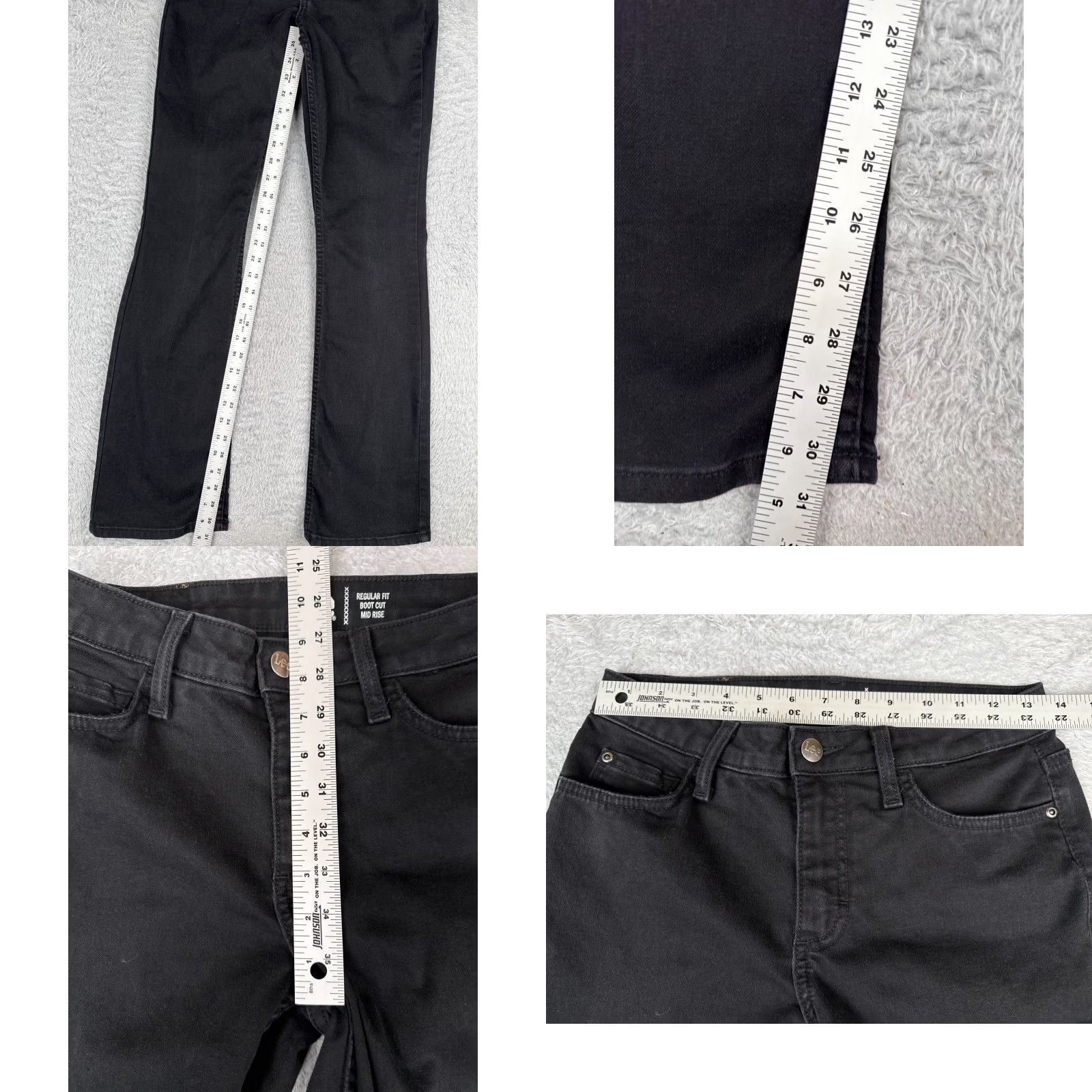 Lee Lee Jeans Women 4 Black Denim Bootcut Mid Rise Regular Fit Cotton 27x31 Jeans Size 27" / US 4 / IT 40 - 8 Thumbnail